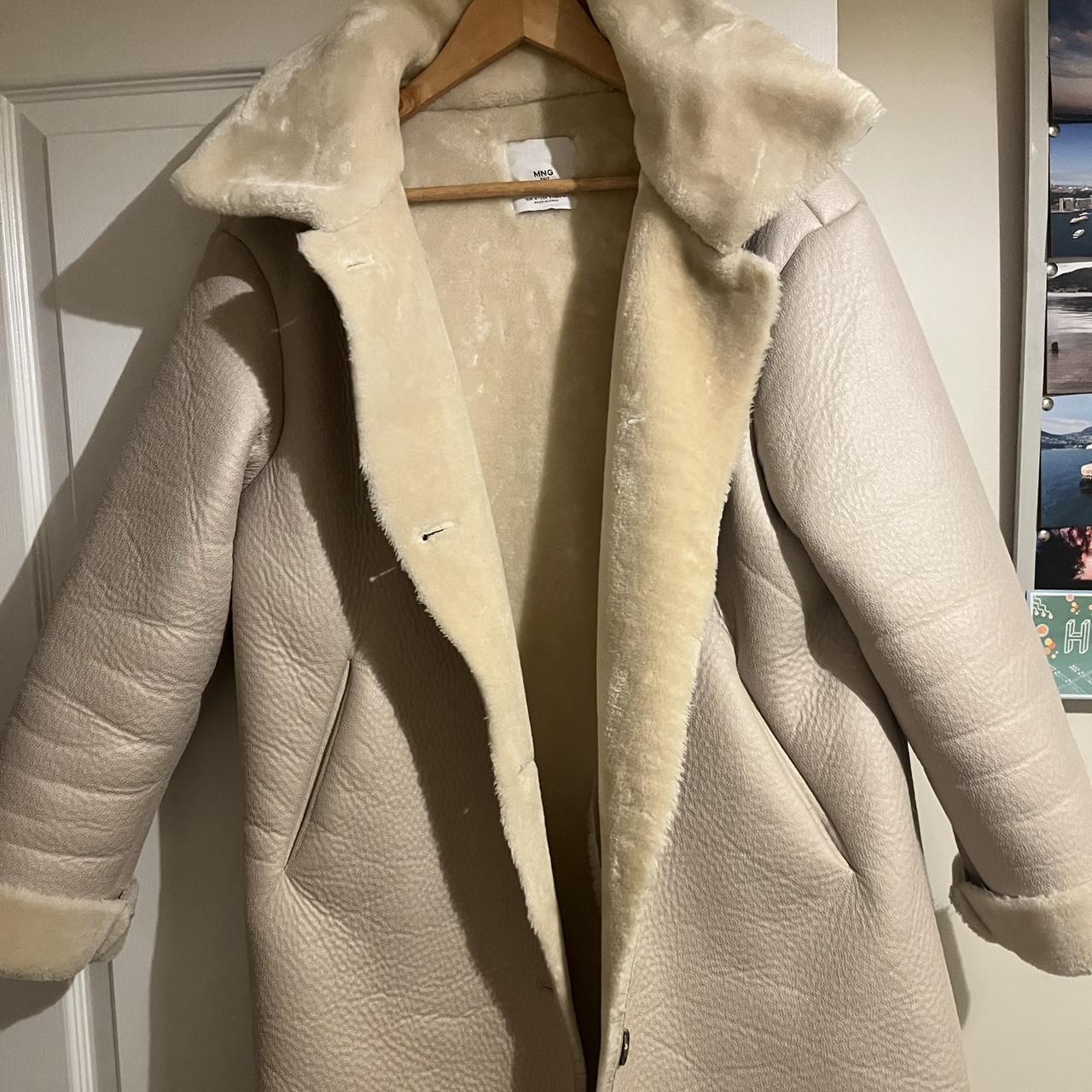 Mango cream fur coat best sale