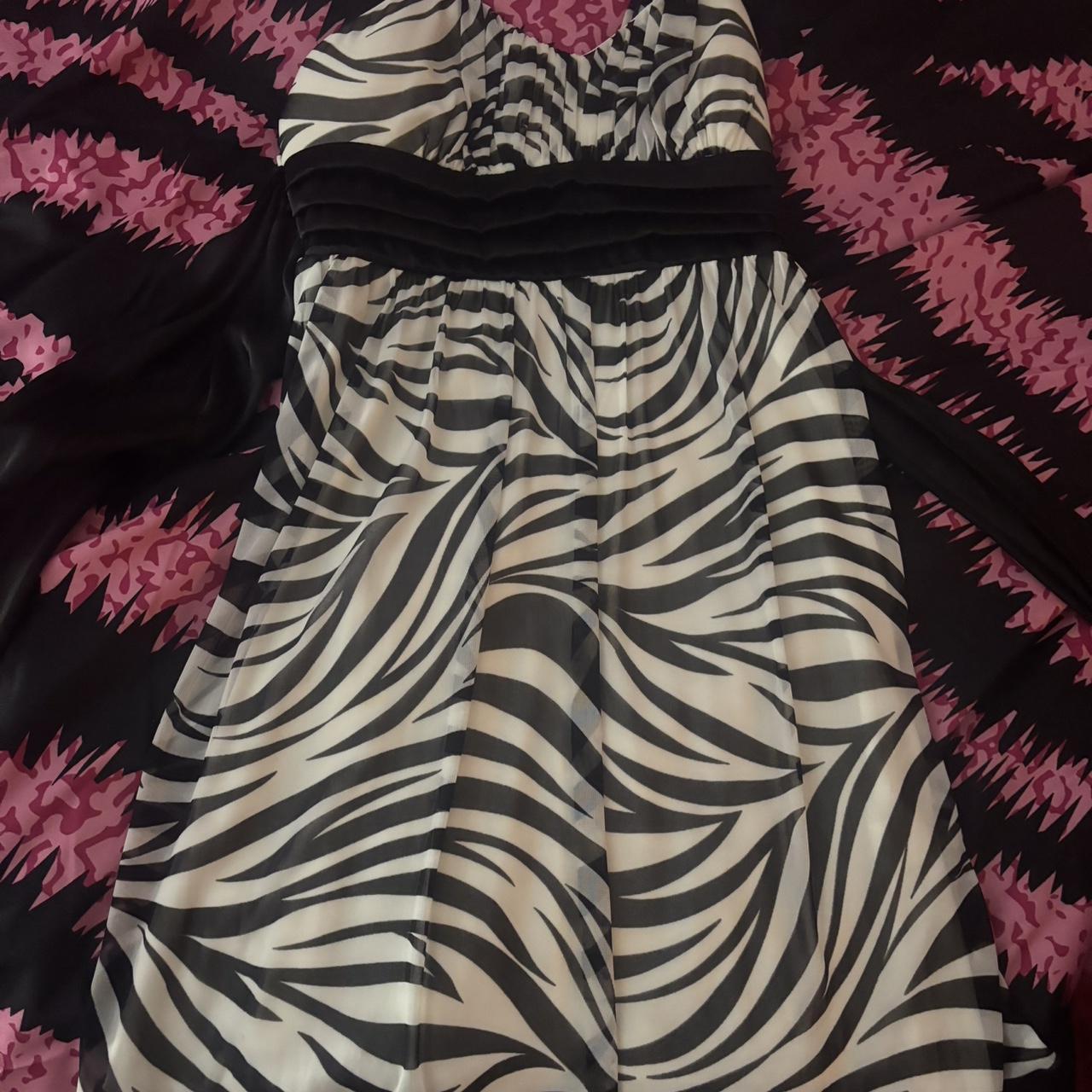 mcbling zebra print party dress snooki... - Depop