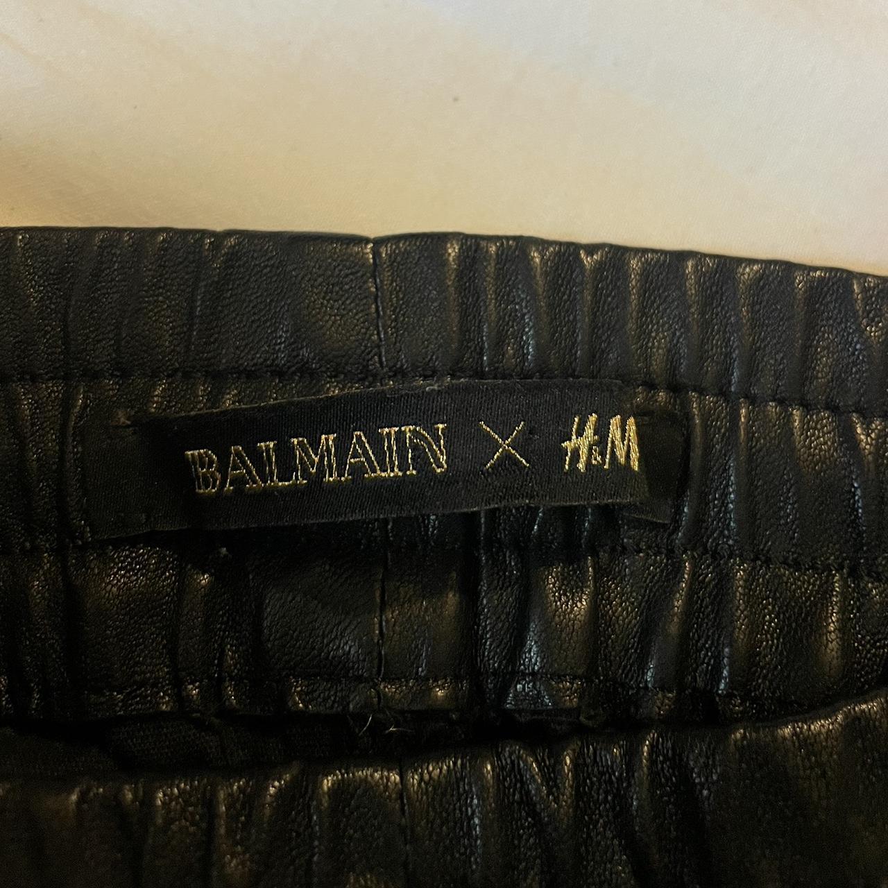 Black Balmain x H&M leather jeans with a nice fit... - Depop