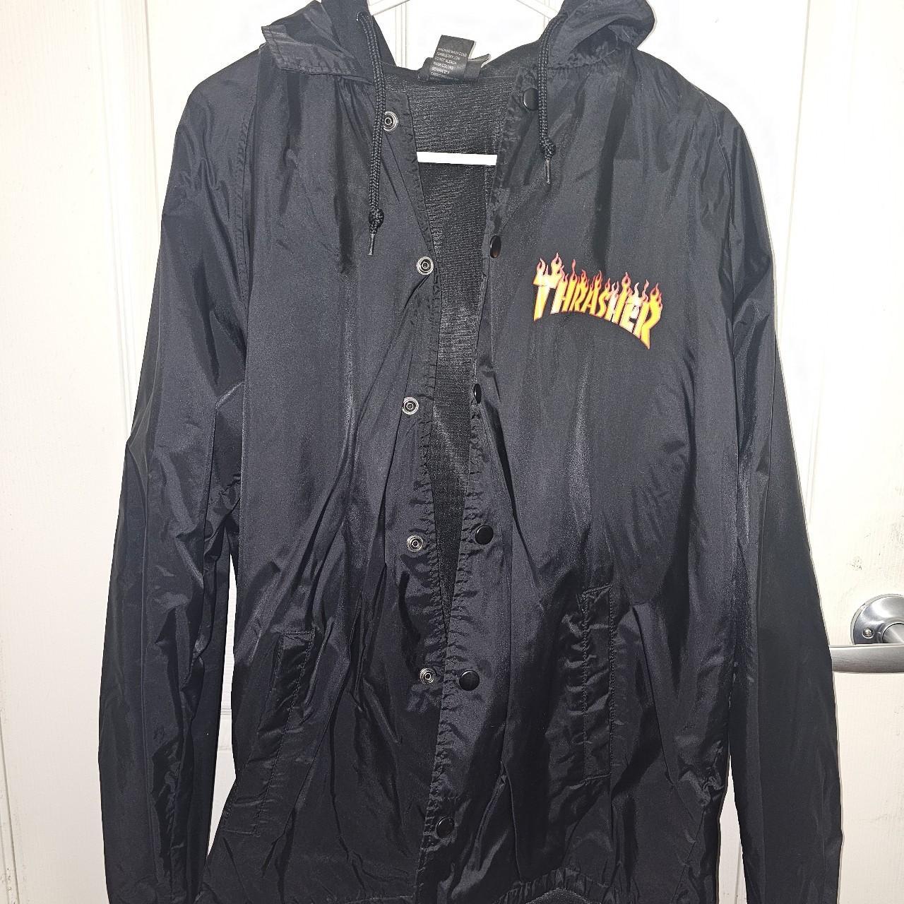 Thrasher windbreaker jacket with hood Depop