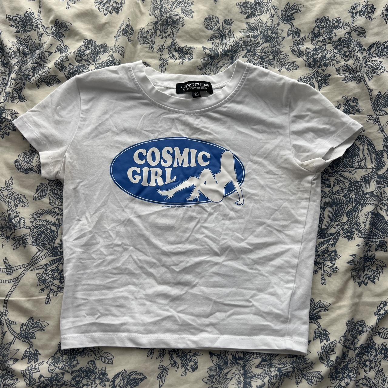 Jasper Cunningham cosmic girl white baby tee! Depop