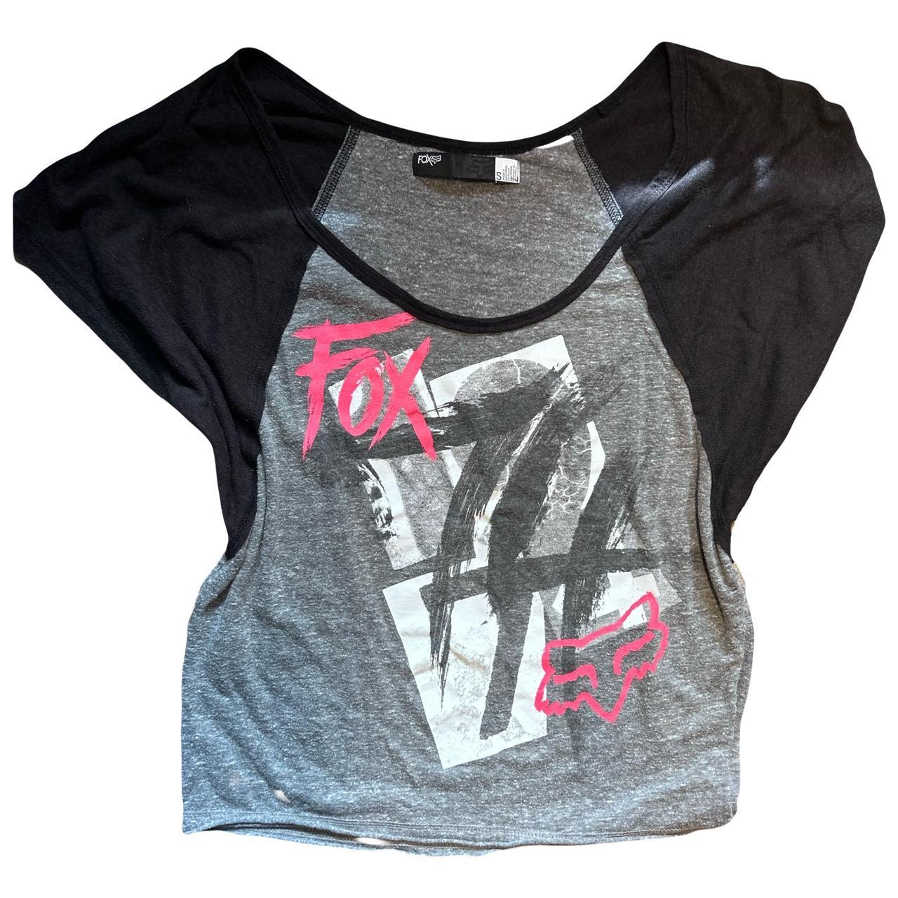 Fox racing brand 2000s bat wing ringer tee Depop