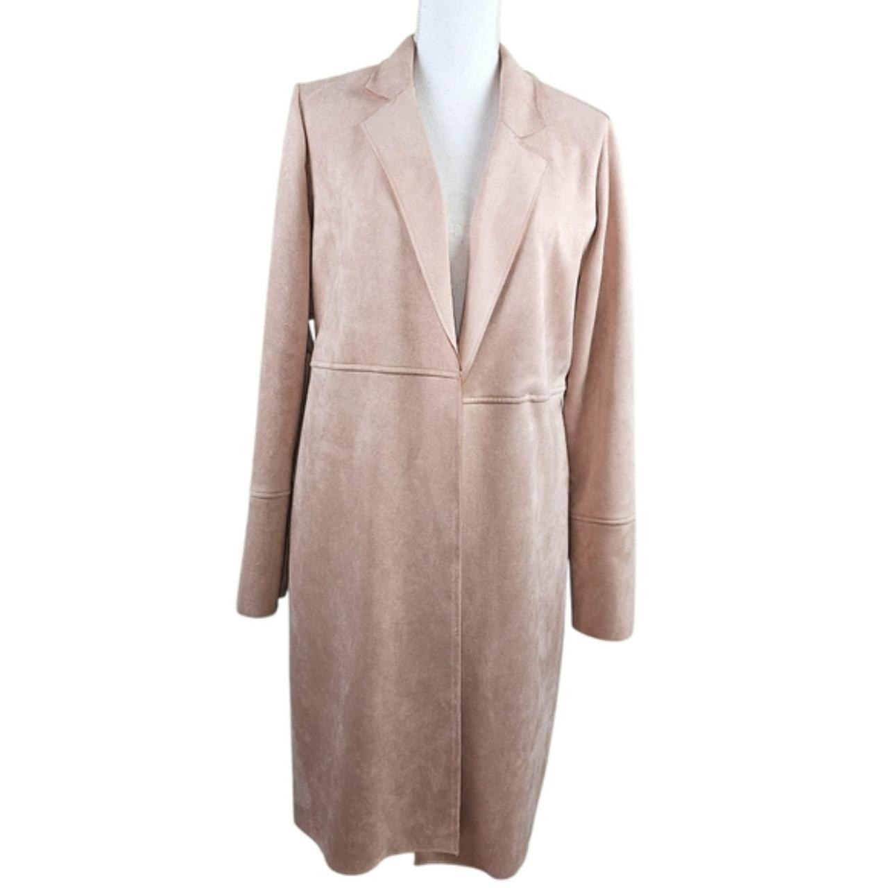 Women's Coat - Pink - M – T Tahari Vegan Suede Baby Pink Coat …