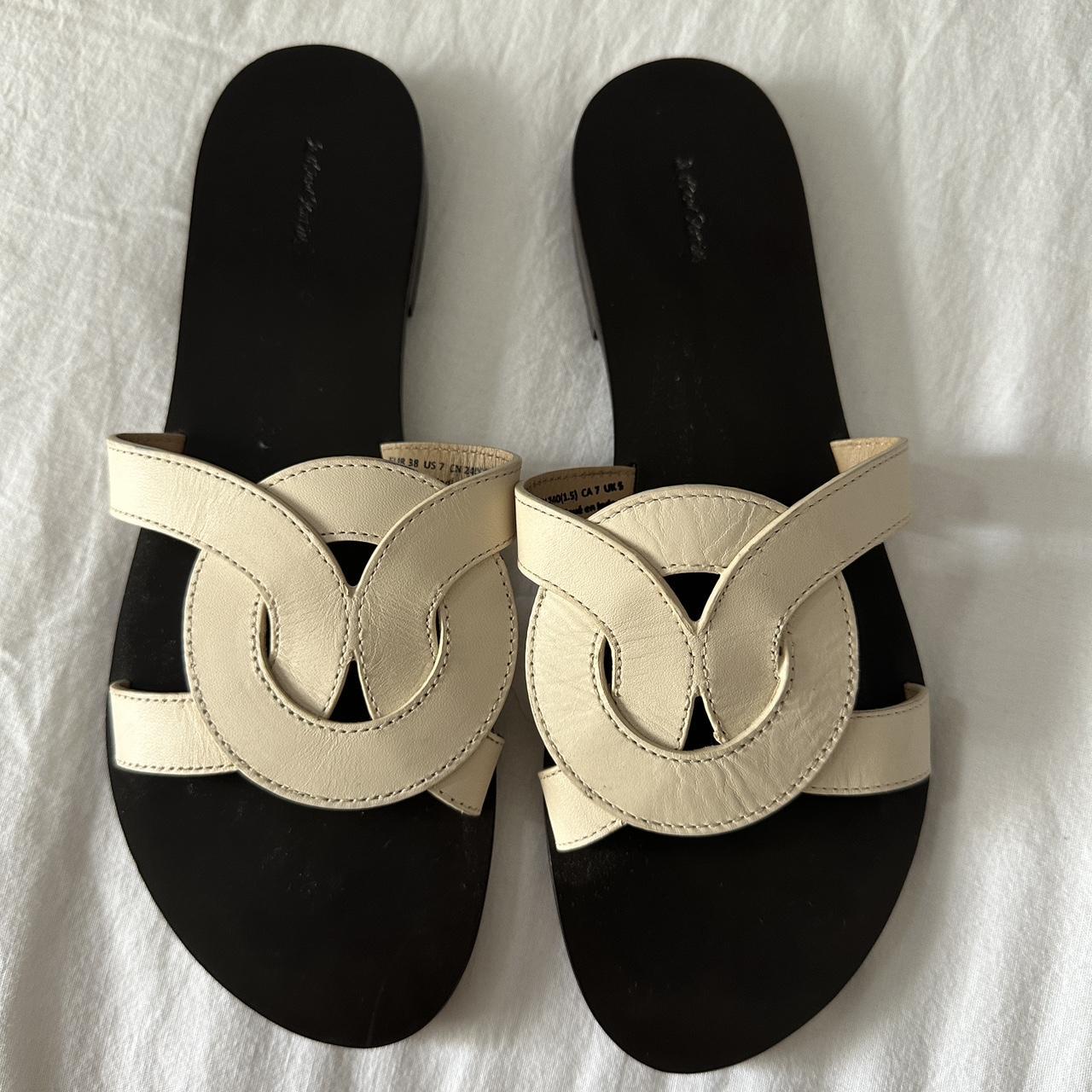 & other stories cream leather sandals - Depop