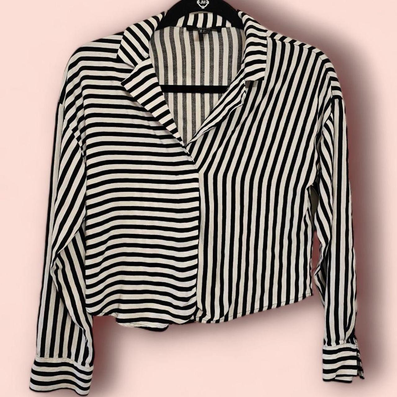 Forever 21 Shirt Women s White Black Striped