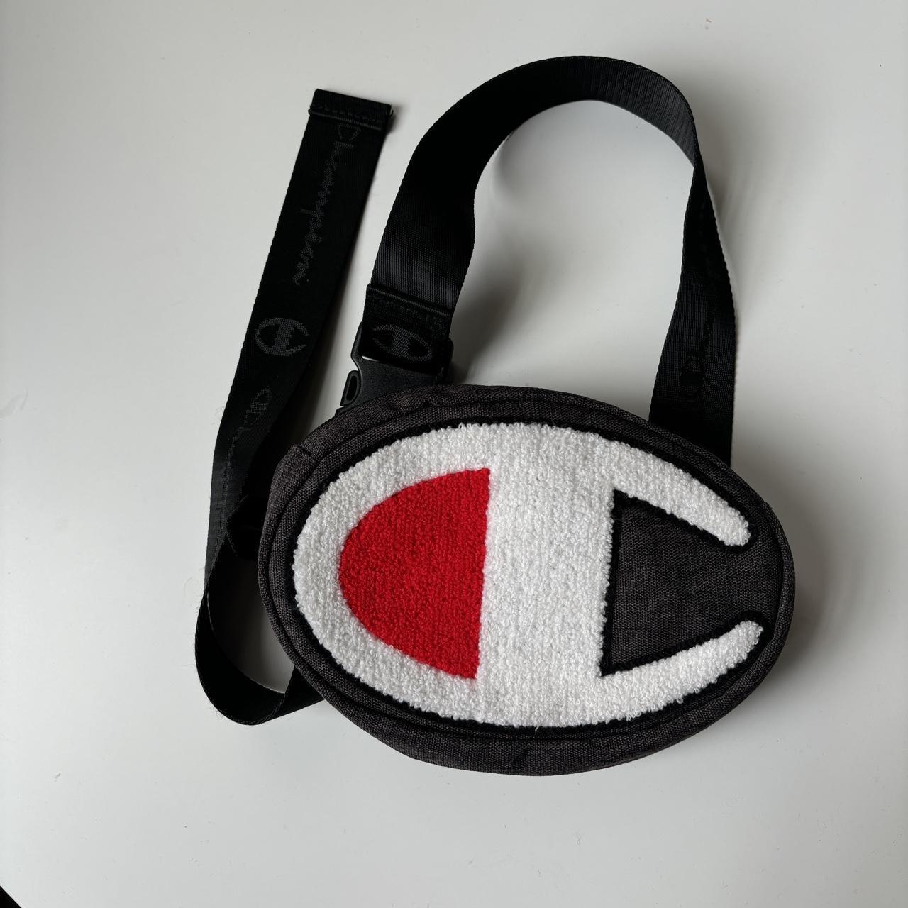 Champion black and red fuzzy shoulder bag Depop