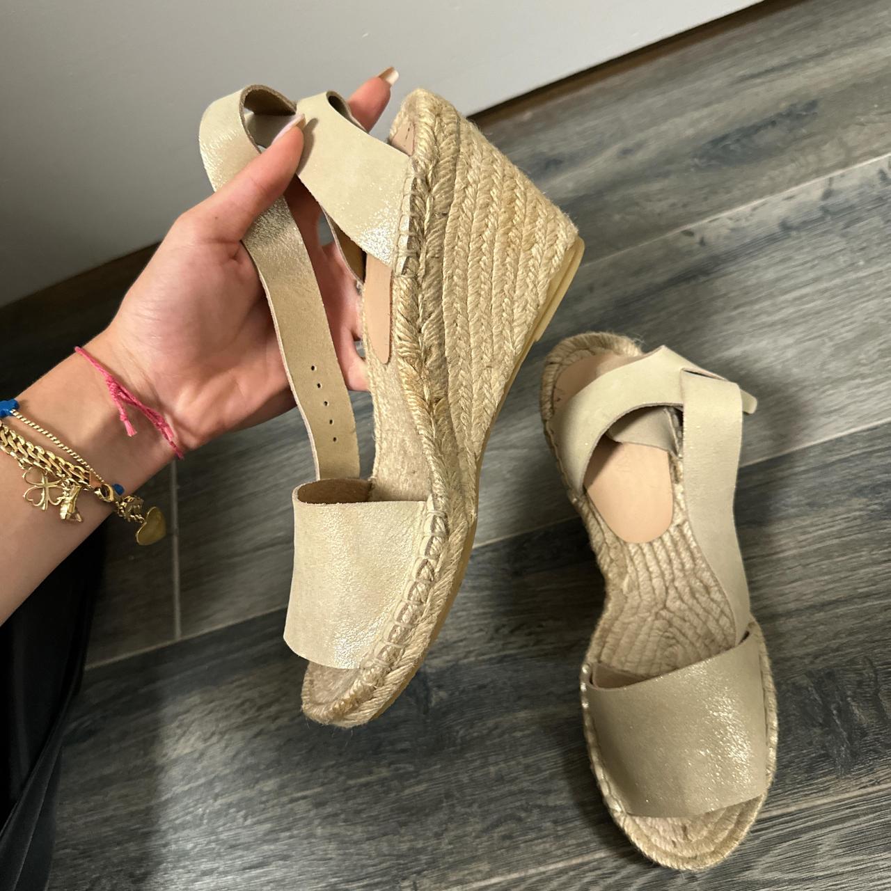 Shimmery light metallic gold JCrew espadrille Depop