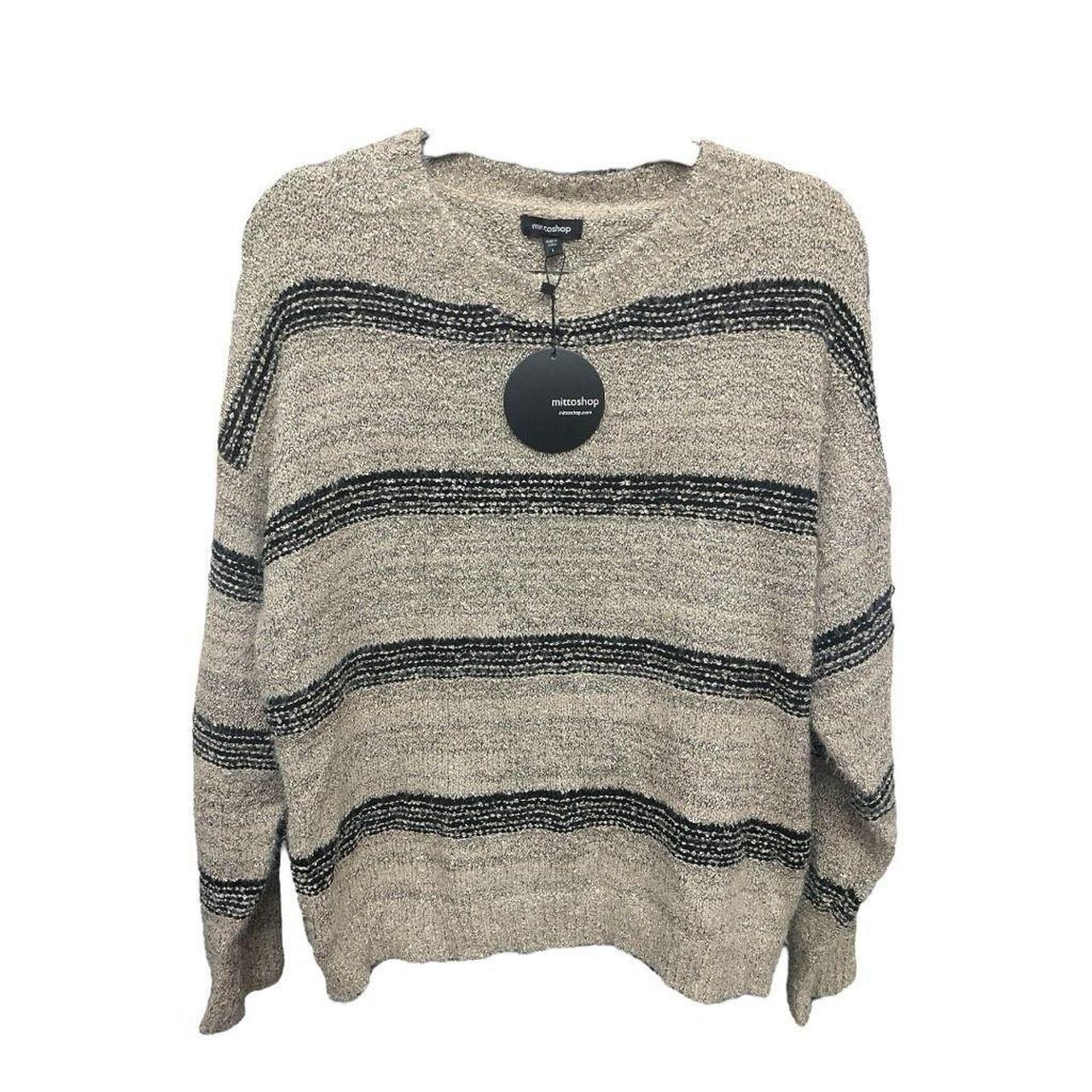 MittoShop Tan Black Stripes Pullover Sweater. Size. Depop