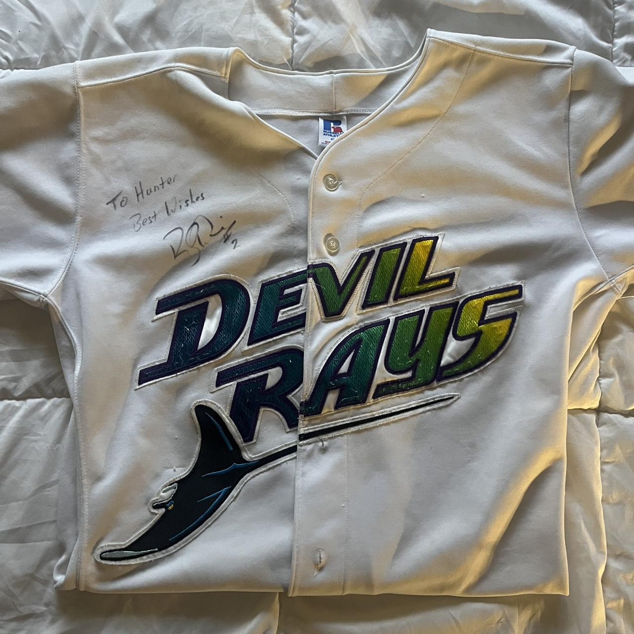 Men's Top - White - M – Devil Rays Signed Button … - image 1
