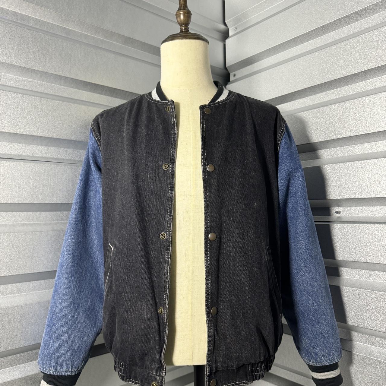 RARE* Supreme Denim Varsity Jacket Blue/Black Size | Depop