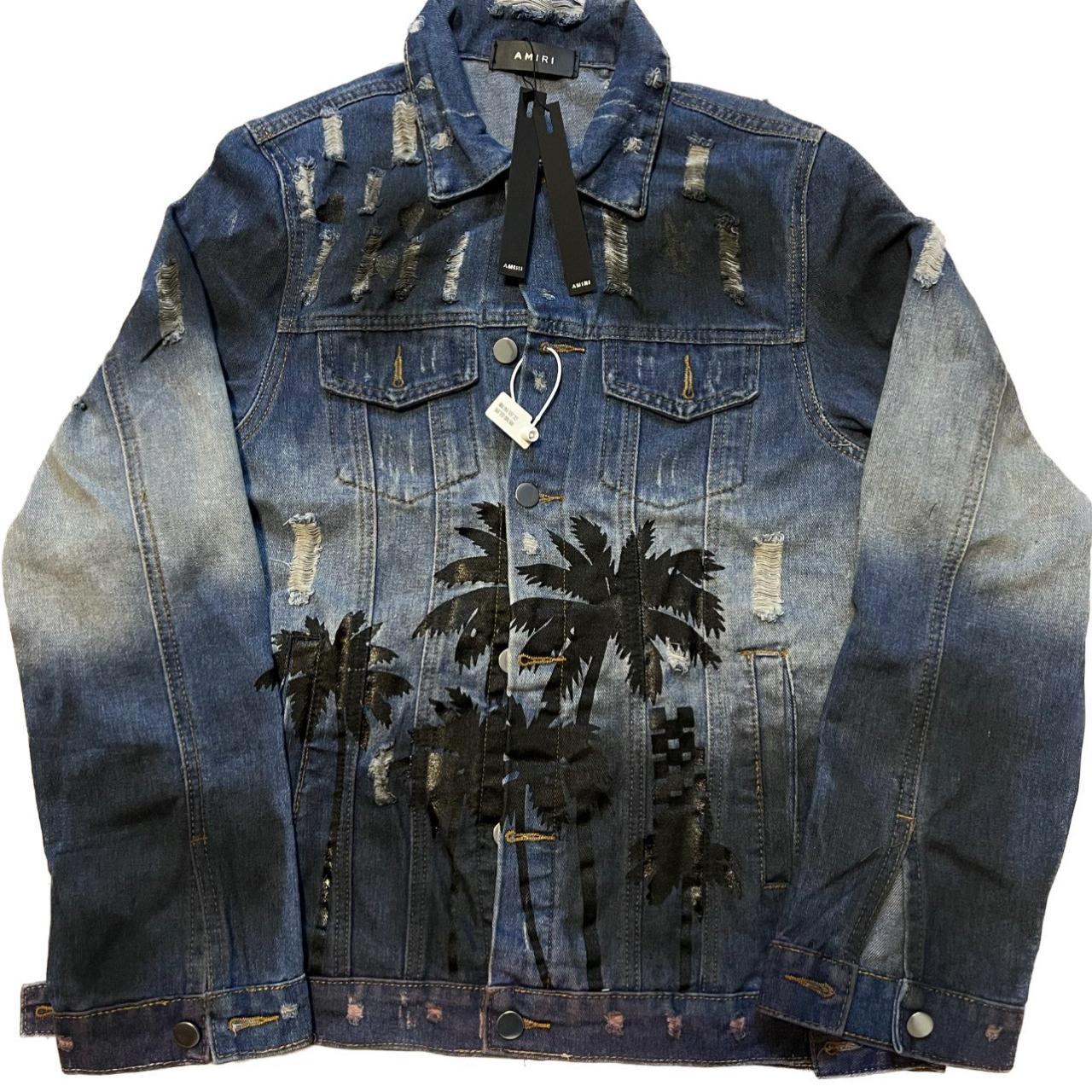 Amiri Palm Tree Jean Jacket Casual Jacket Amiri Denim Jacket Palm