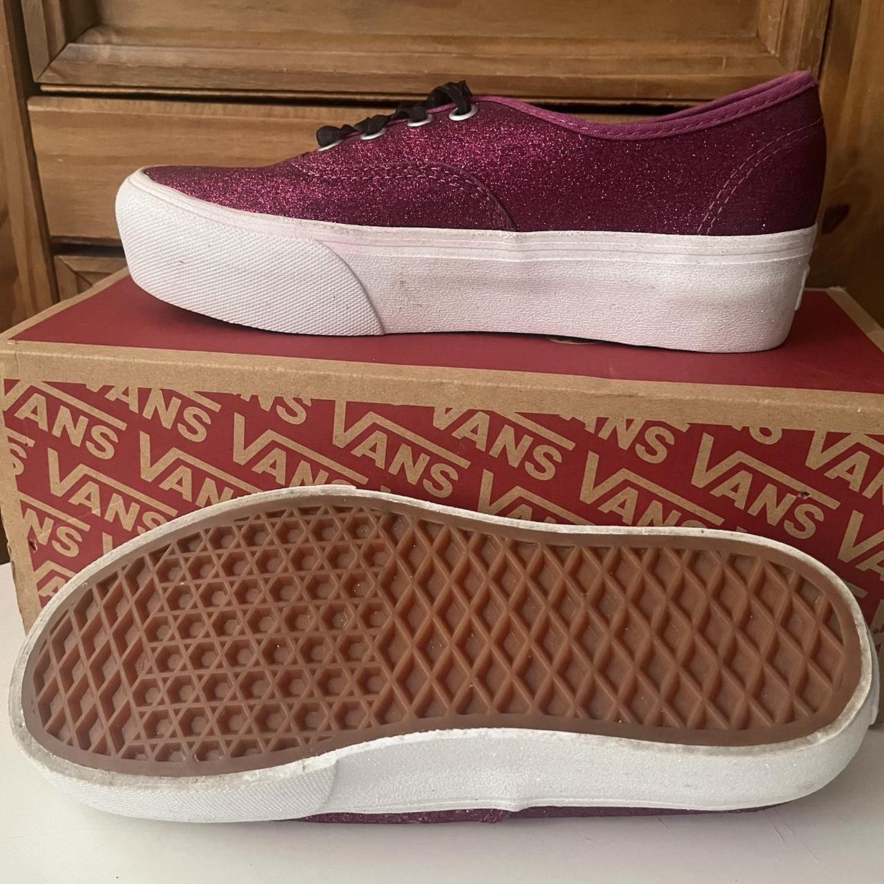 Pink glitter vans with ribbon laces Size 4 New in box Depop