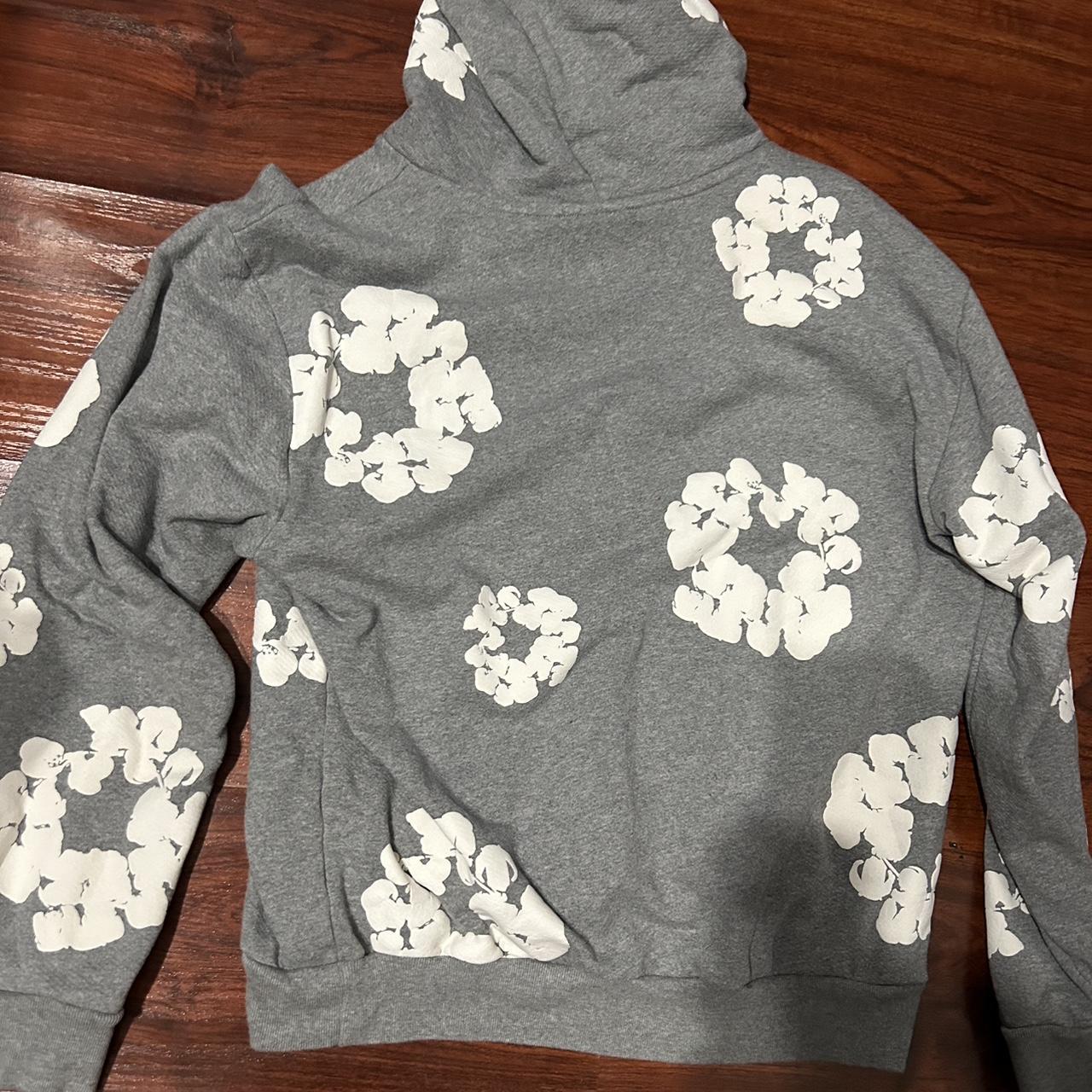 Grey and white flower hoodie #streetwear | Depop