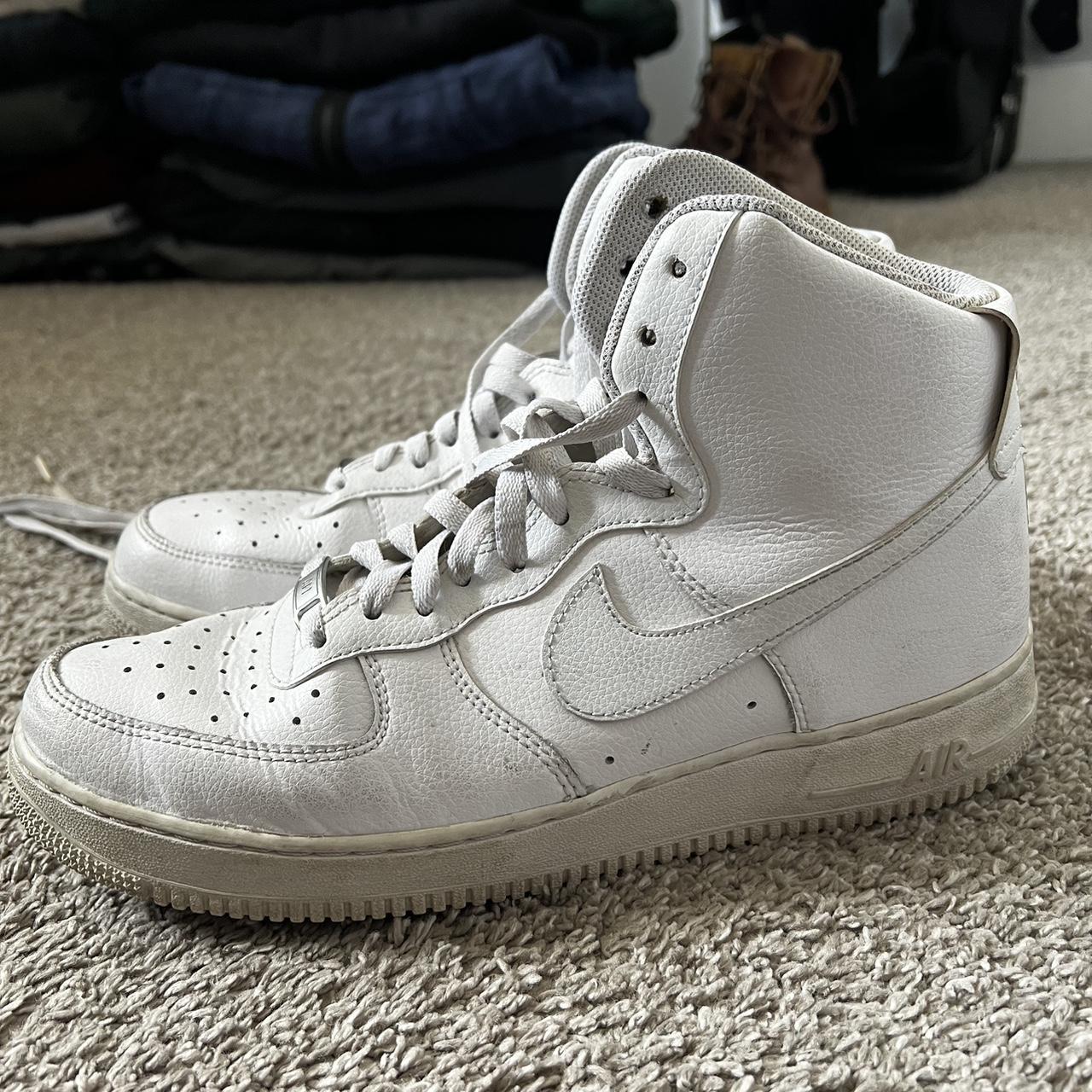 White Air Force 1 Creased with some stains #nike... - Depop