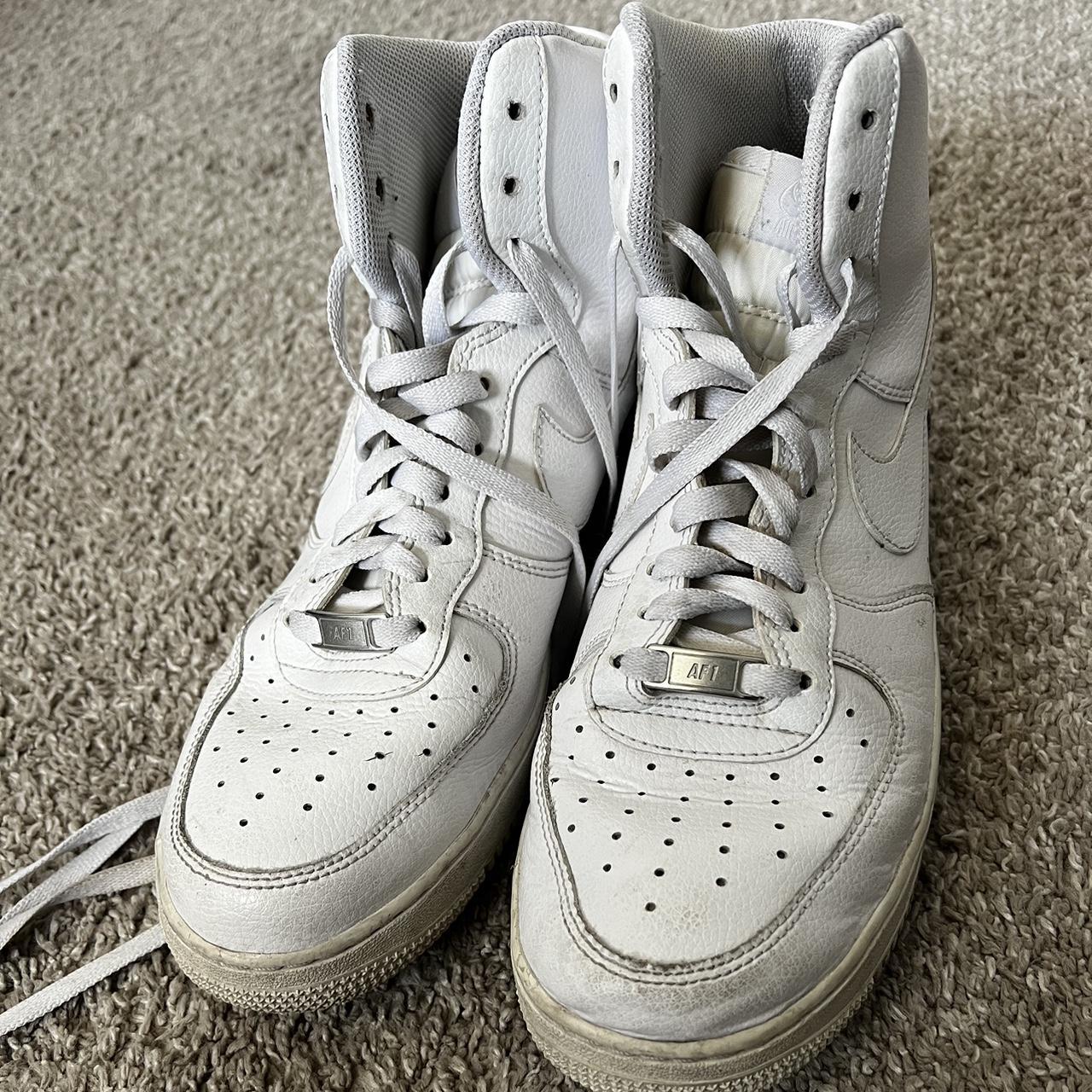 White Air Force 1 Creased with some stains #nike... - Depop