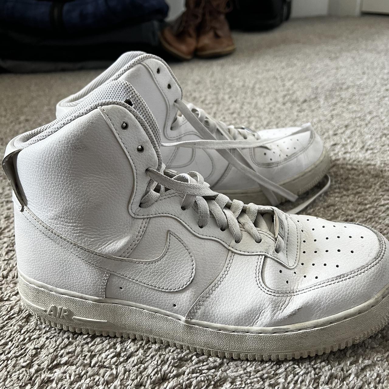 White Air Force 1 Creased with some stains #nike... - Depop