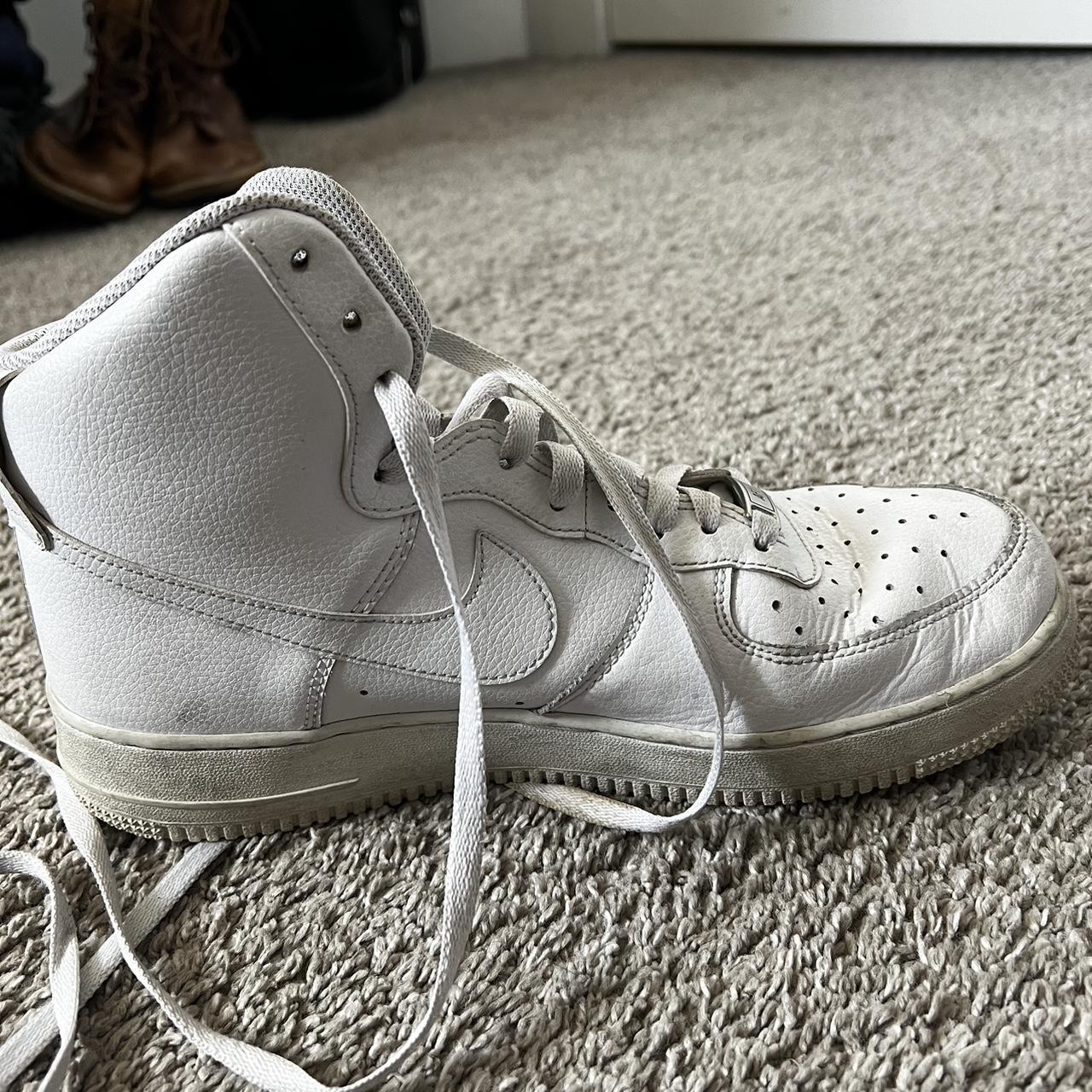 White Air Force 1 Creased with some stains #nike... - Depop