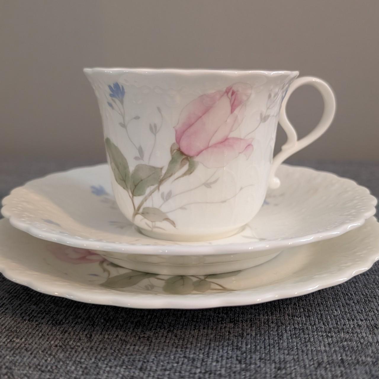 Mikasa April Rose, Cup/Saucer/Dessert Plate Trio. In... - Depop