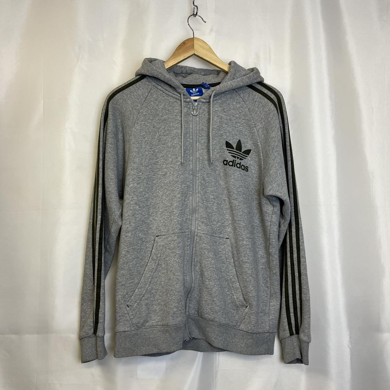 Adidas Men's Grey and Khaki Hoodie | Depop