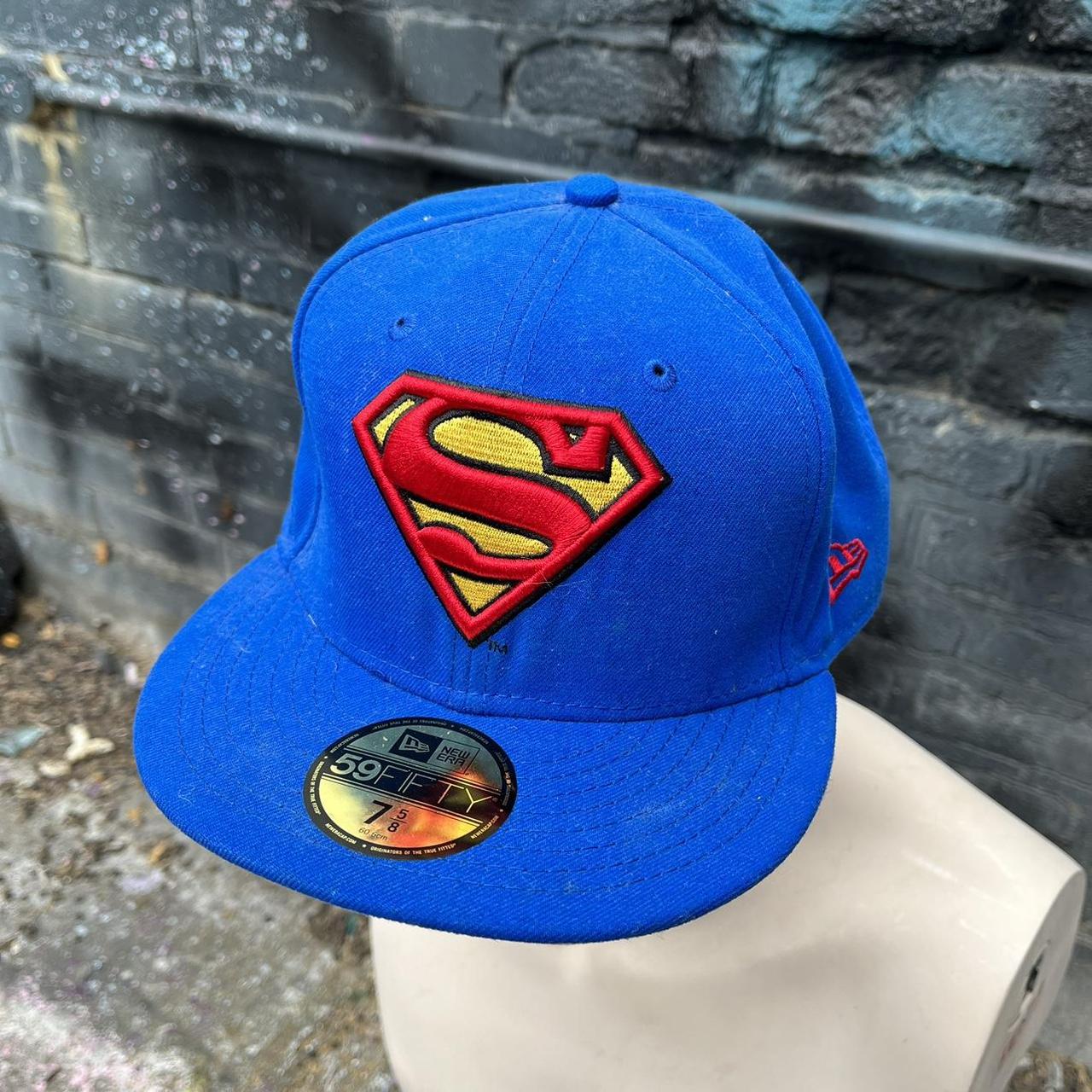 New Era Superman Fitted Cap. Size 7 5/8 Lightly... - Depop