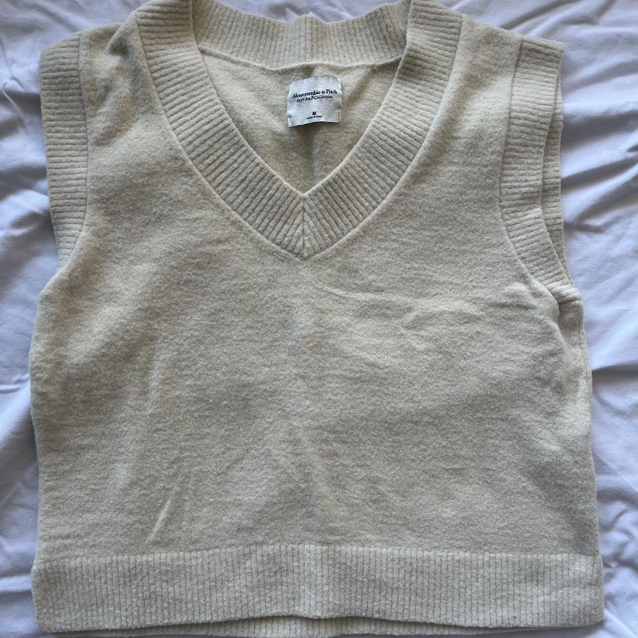 Size M oversized Abercrombie cream colored sweater... - Depop