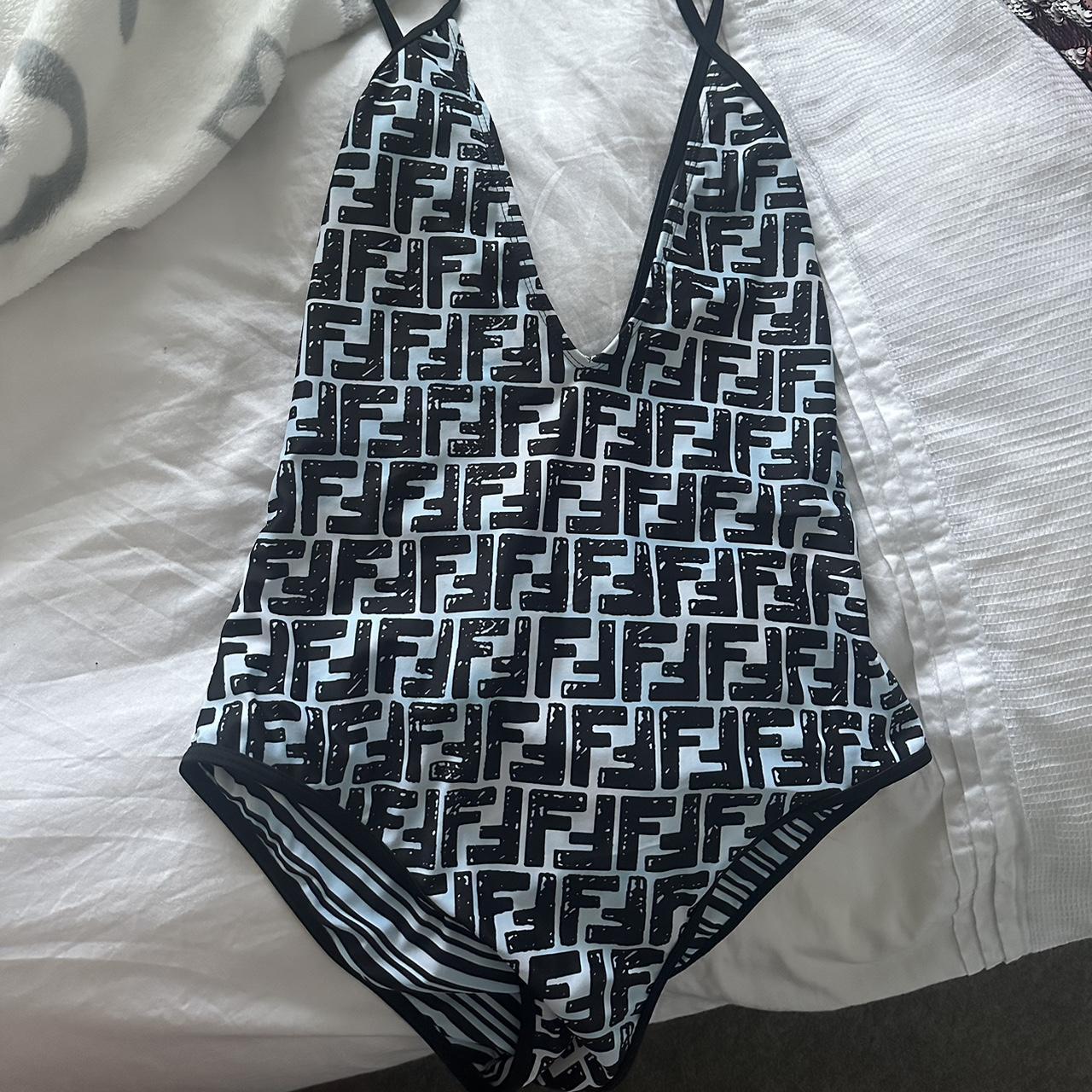Fendi cross over swim suit, size XL would fit 8-10.... - Depop