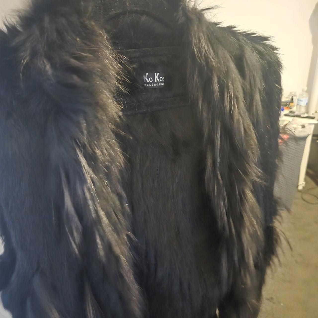 vintage KOKO MELBOURNE rabbit fur vest. rich black... | Depop