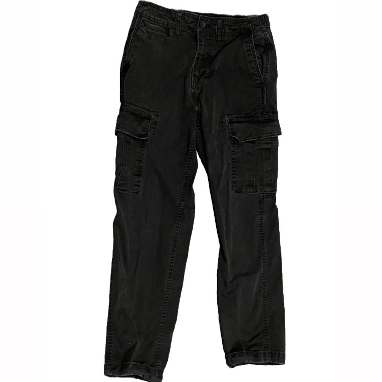 American Eagle Black cargo pants featuring multiple... - Depop