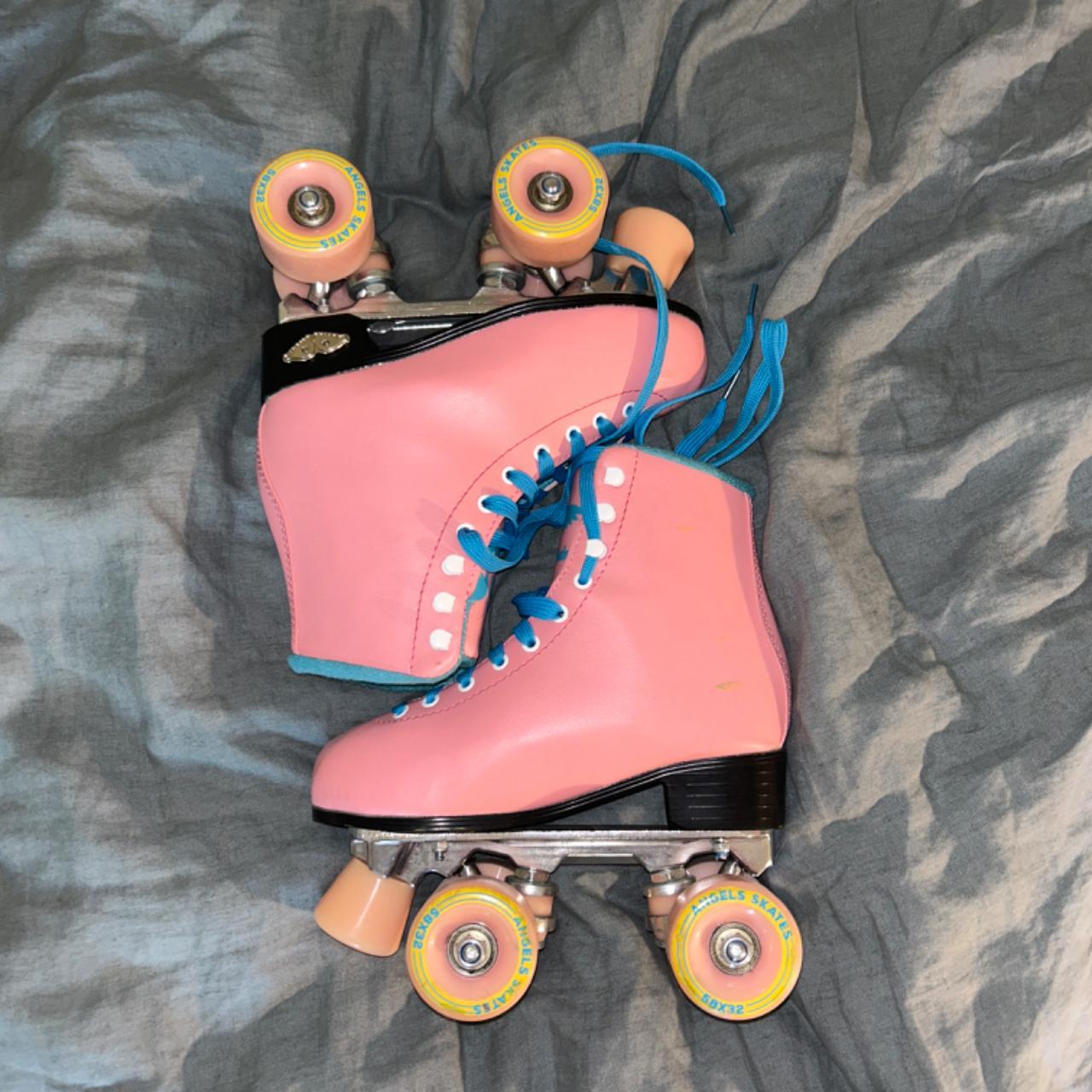 angel skates cute pink roller skates, preppy worn once Depop