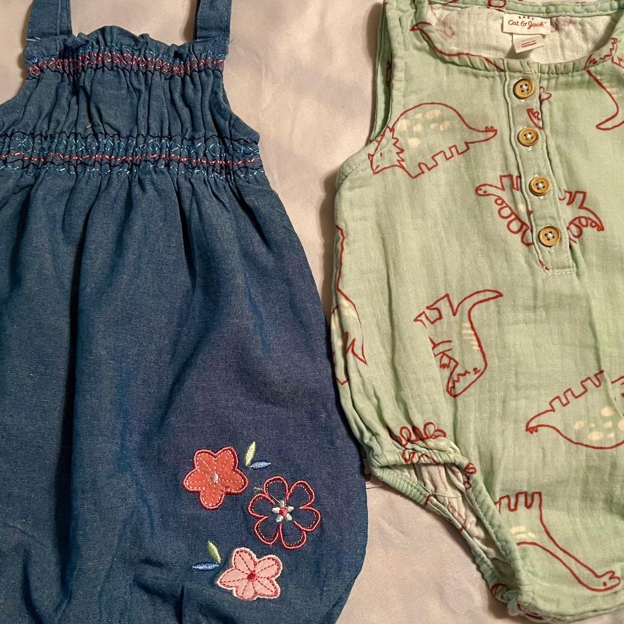 Cat and Jack Baby Girl 2 piece Rompers Bundle size. Depop