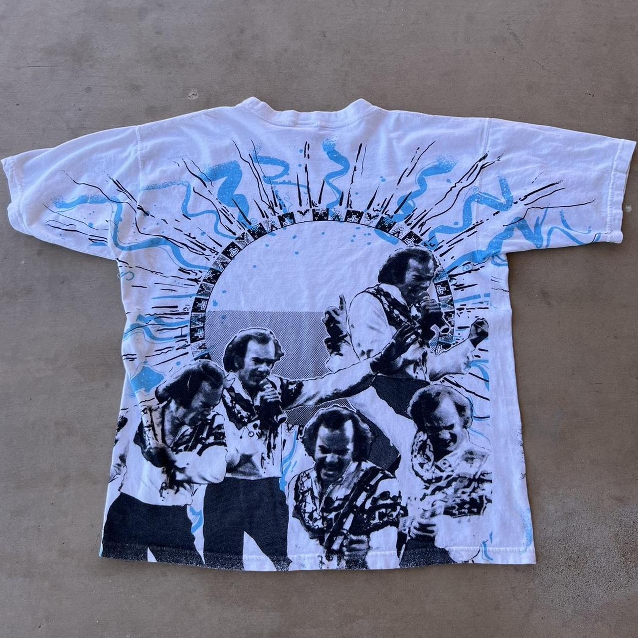Ameri VINTAGE - AMERI   2018新作MEDI SLIT OVER TEE Vintage 1992 Neil Diamond AOP Tour Tee Measurements: | Depop
