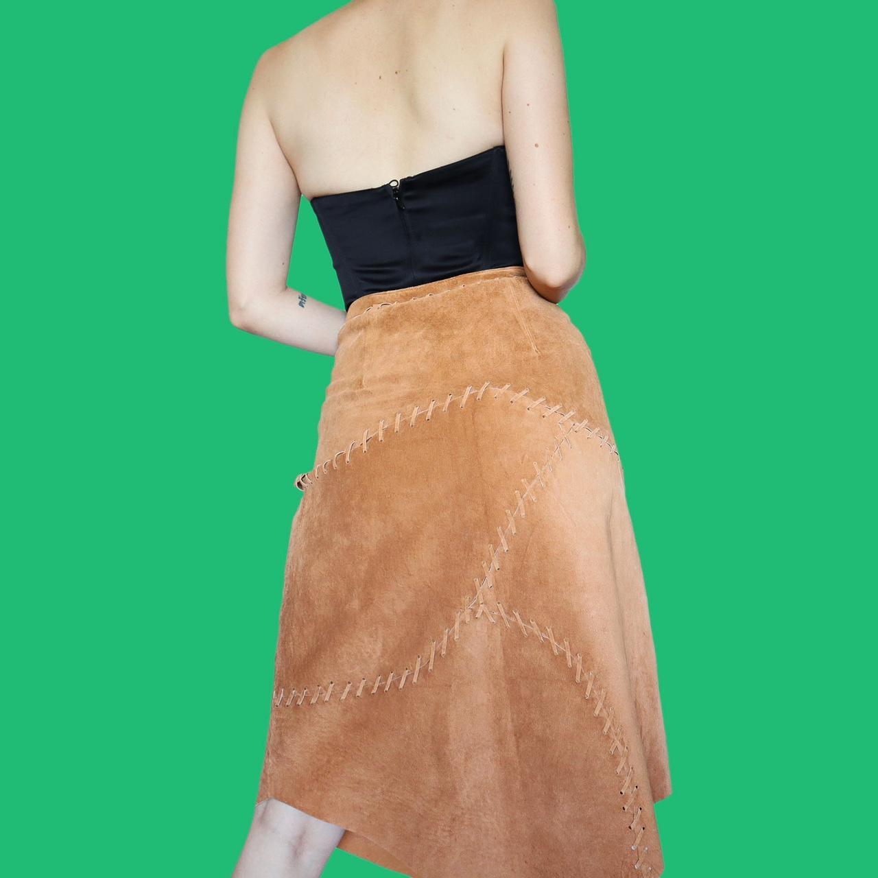 real-suede-tan-midi-skirt-uk-14-cute-tan-100-real-depop