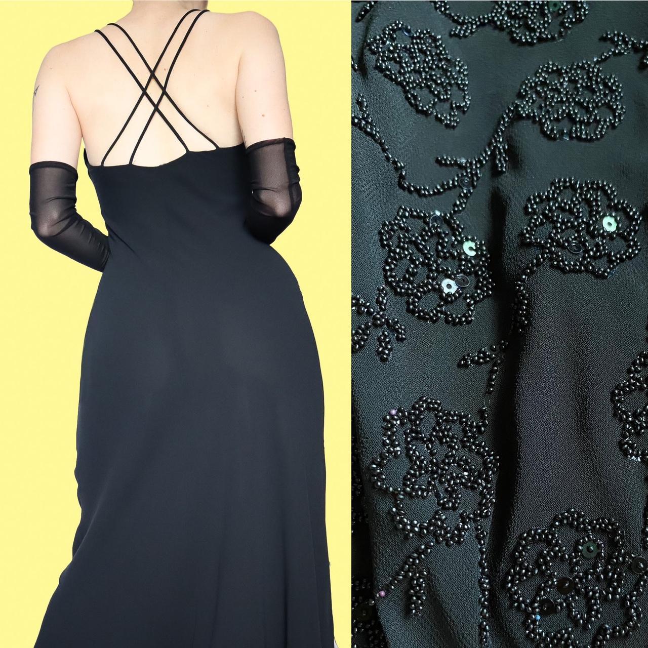 🌹Black beaded evening dress UK 10🌹Beautiful detailed... Depop