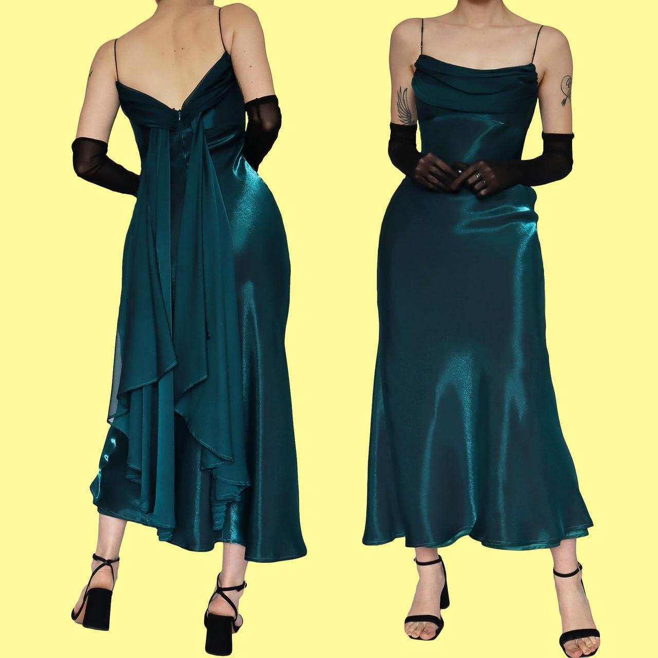 Women's Blue and Green Dress | Depop