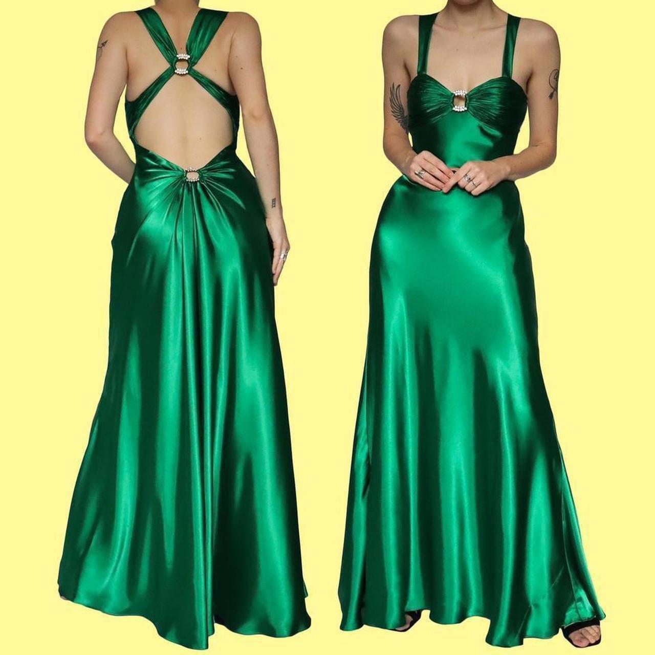 🌹Emerald satin evening dress UK 8🌹Stunning emerald... Depop