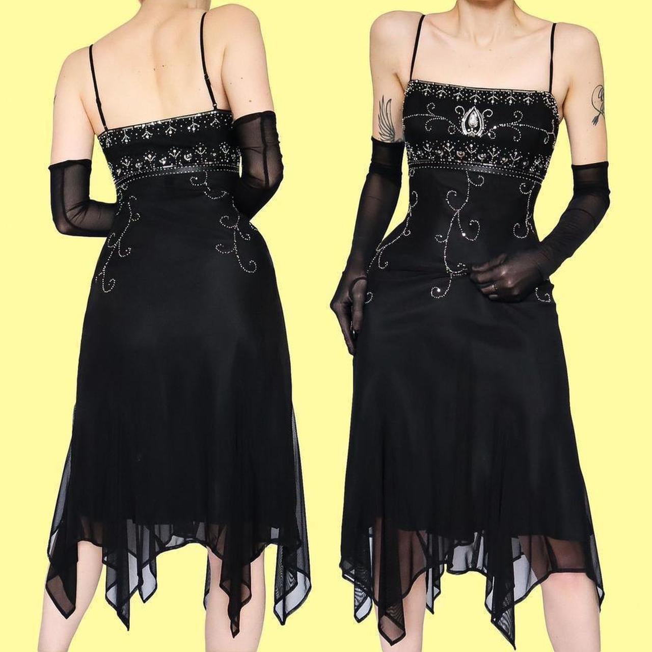 🌹Black beaded midi dress UK 8 & UK 12🌹Stunning black... - Depop
