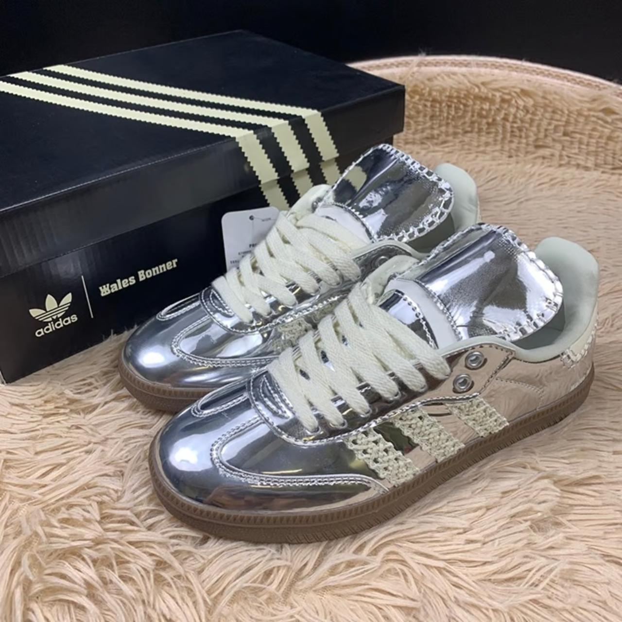 Wales Bonner x Samba Silver Metallic Gum 2023... - Depop