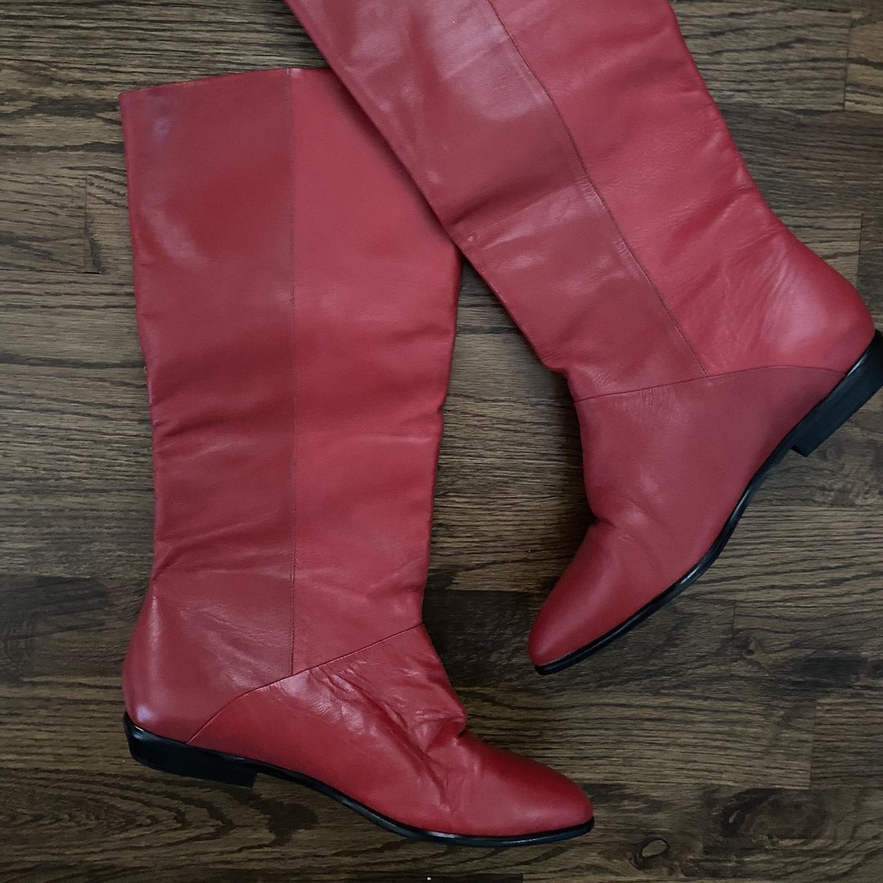 Womens shops red flat boots