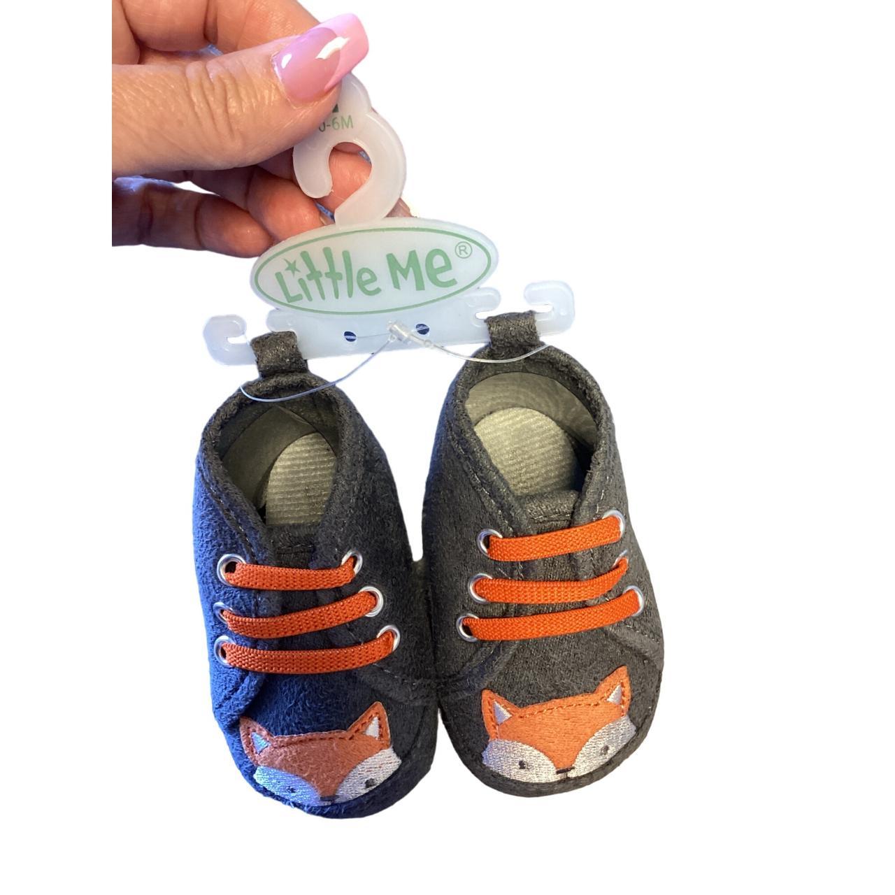 Little me Crib shoes soft sneakers Gray with