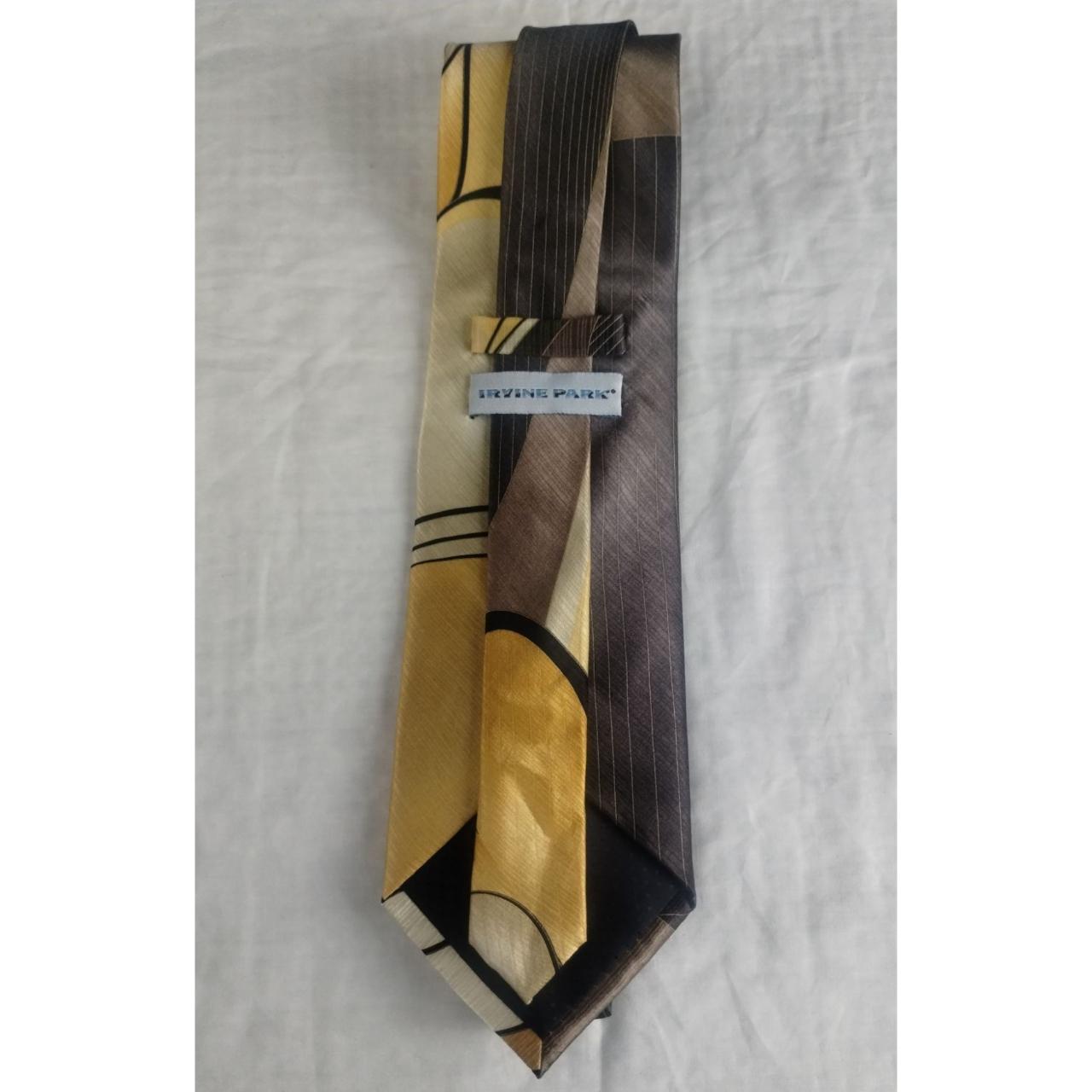 Irvine Park Men's Gold/Brown Silk Tie 59.5