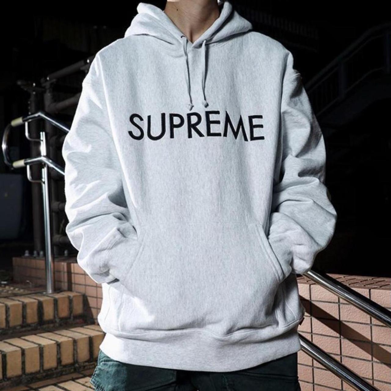 トップス Supreme/GOODENOUGH Sweatshirt Ash Grey SUPREME FW22 ASH GREY CAPITAL HOODIE BRAND NEW SIZE | Depop
