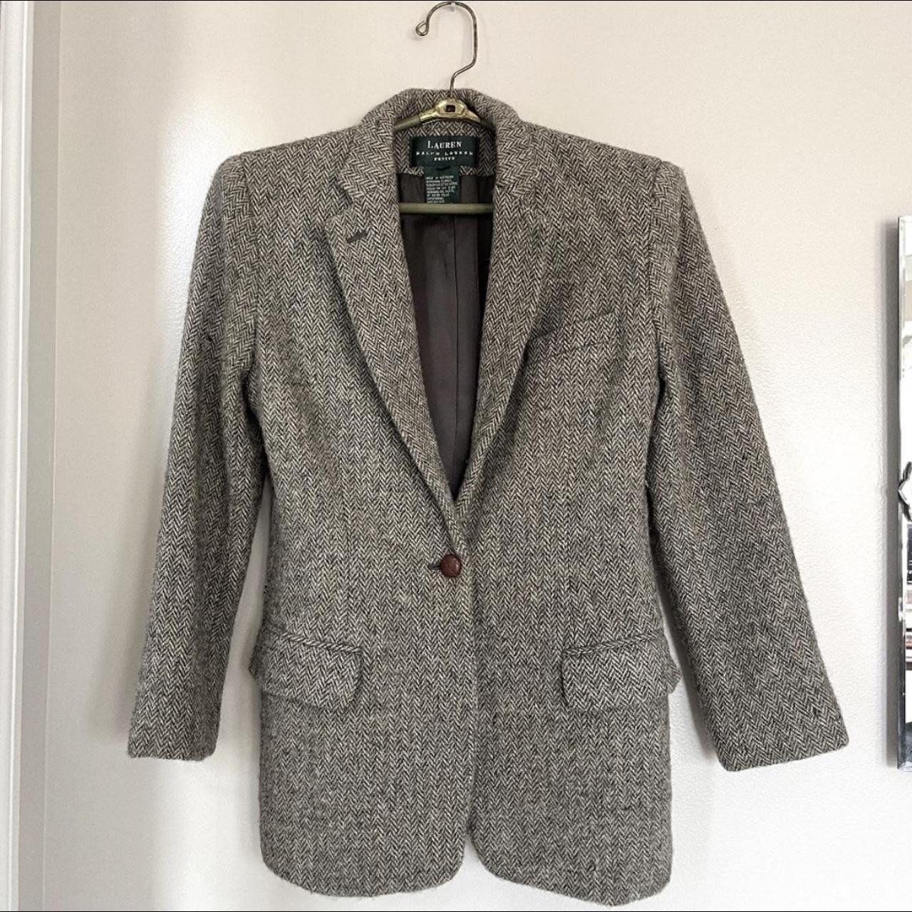 Ralph Lauren Women's Grey and Brown Jacket | Depop