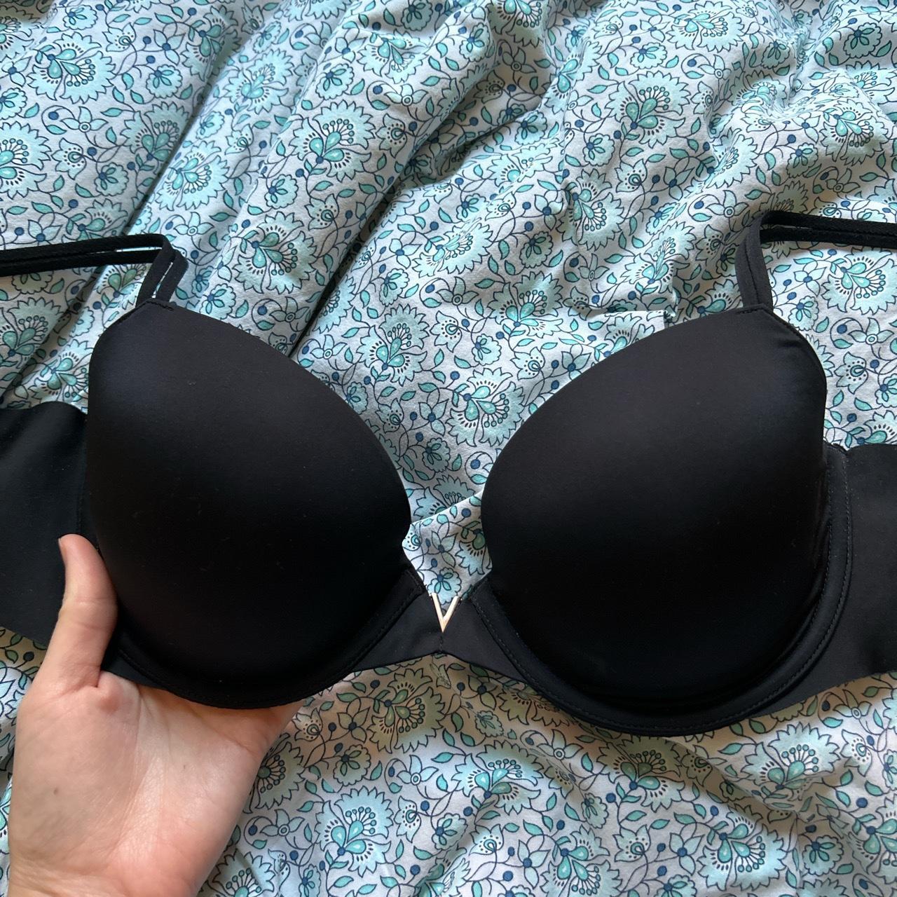 Victoria's Secret black Lace over cream push up bra - Depop