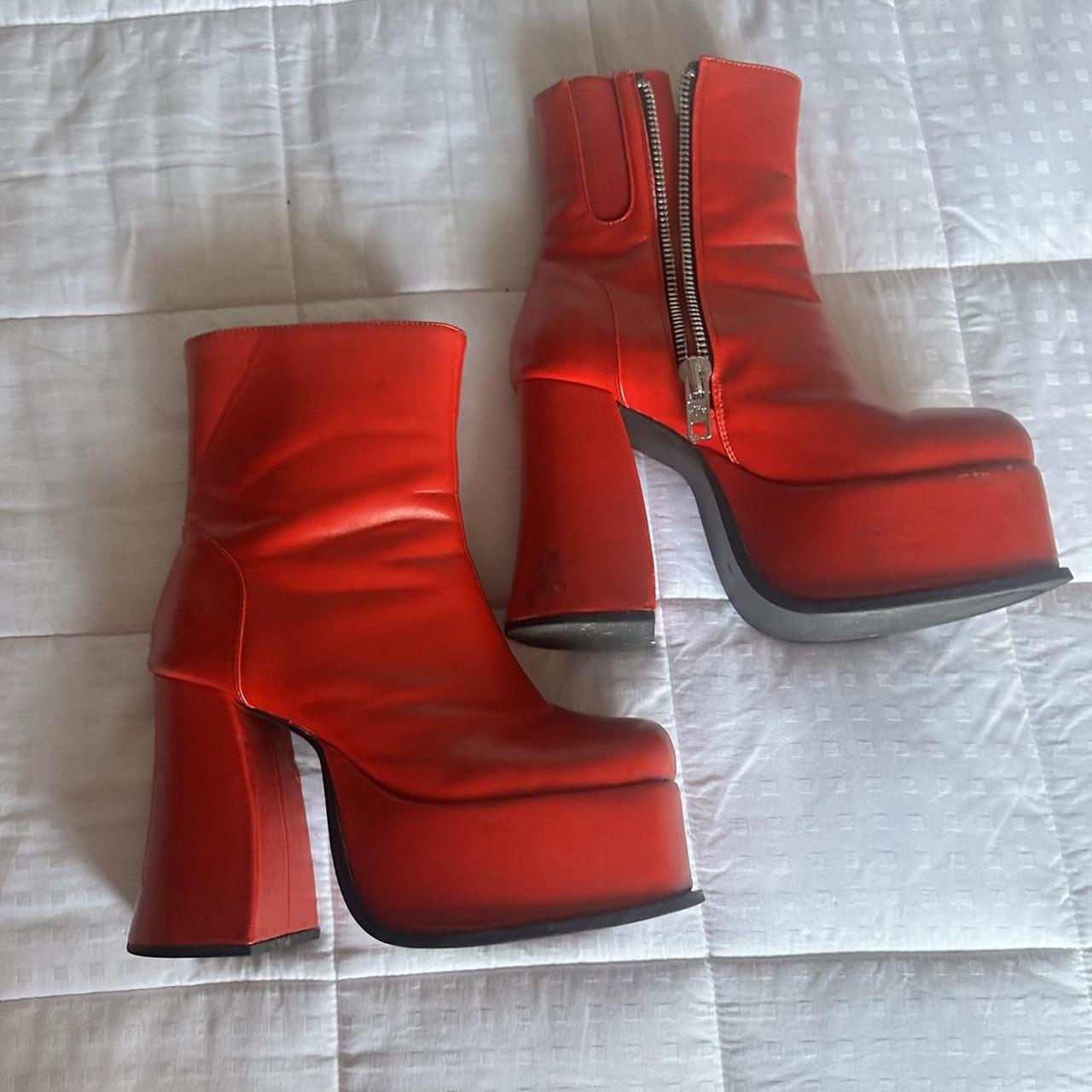 red platform boots