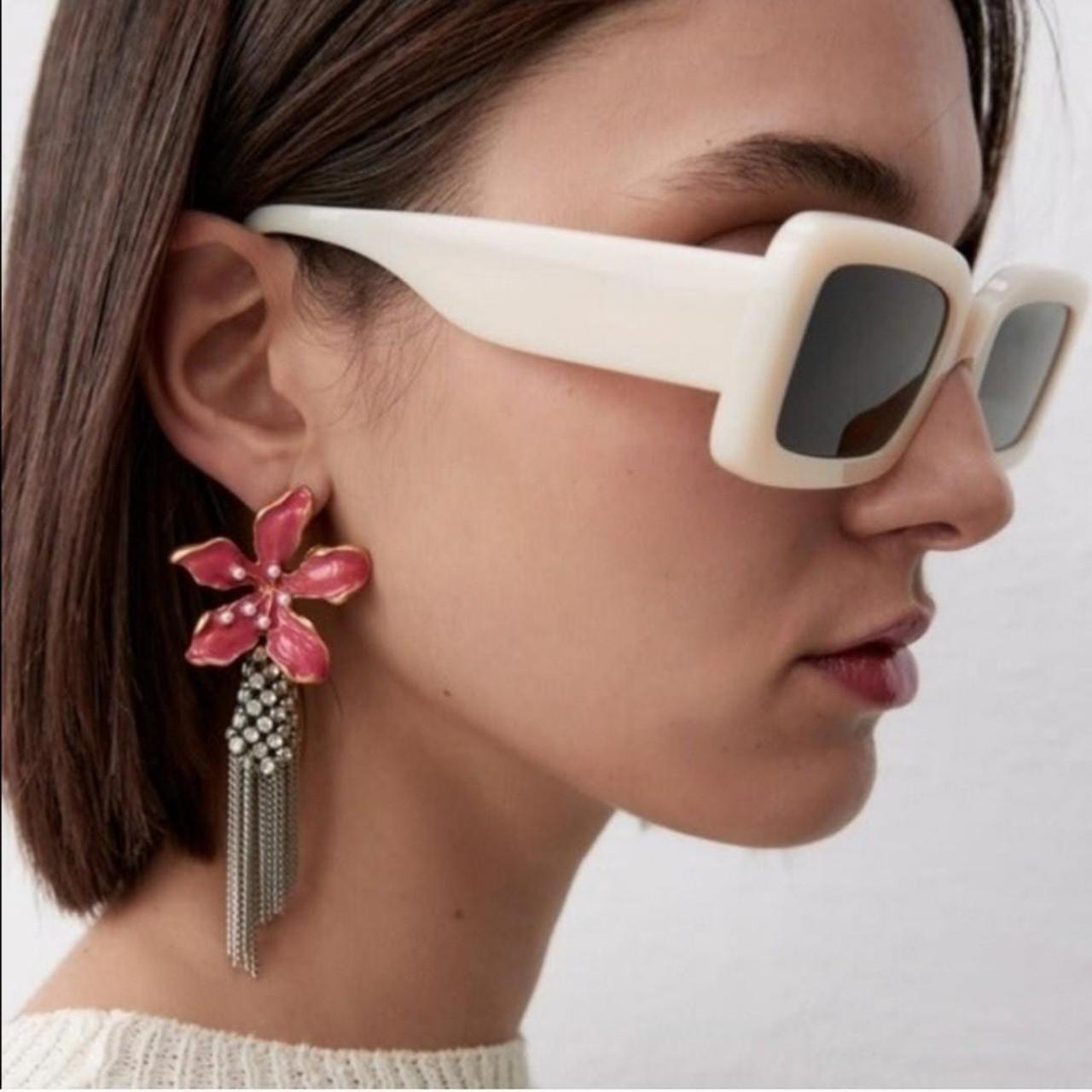 Zara Rhinestone Pearls Dangle Pink Gold Depop