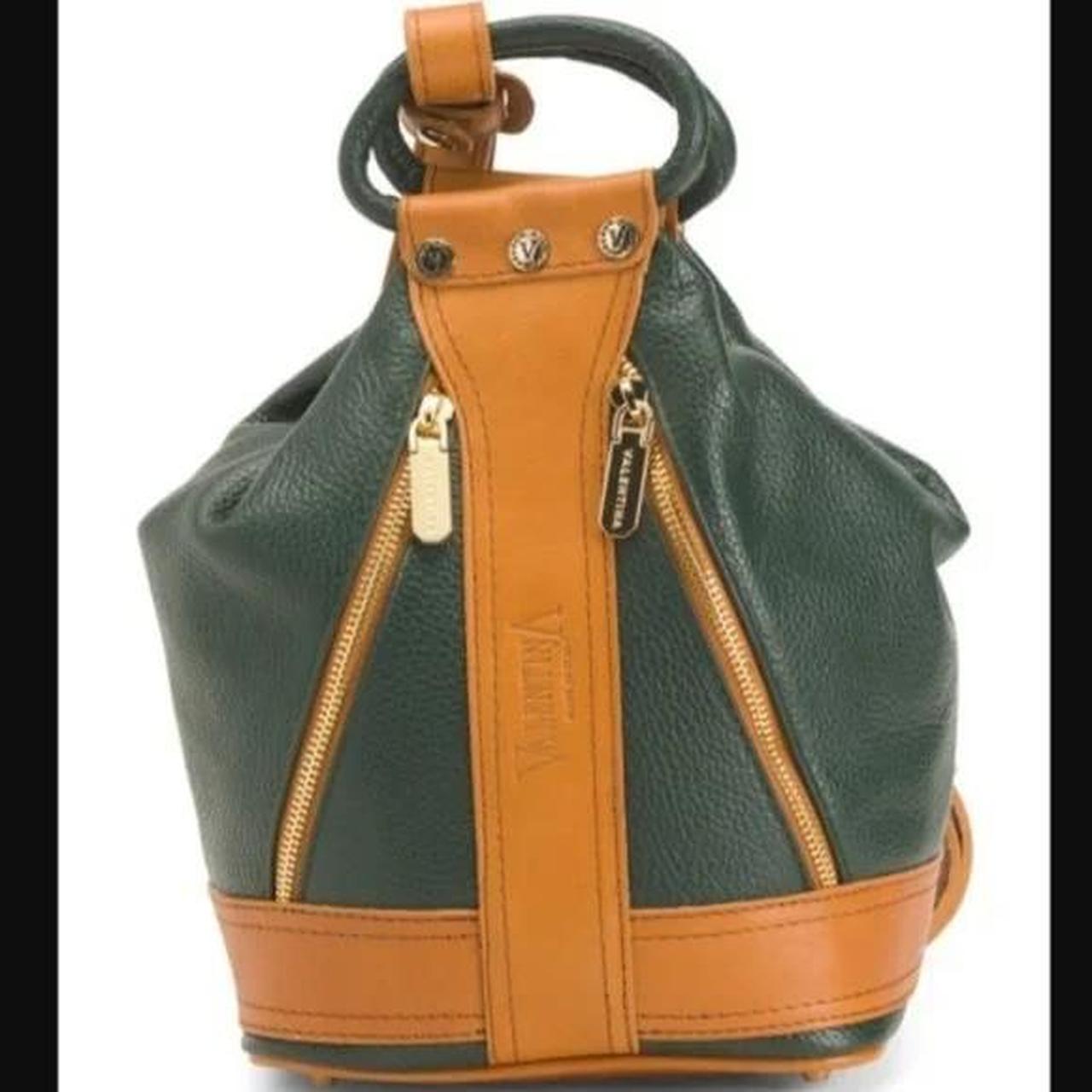 Valentina Pebbled popular Leather Convertible Backpack Sling Bag Purse Hunter Green