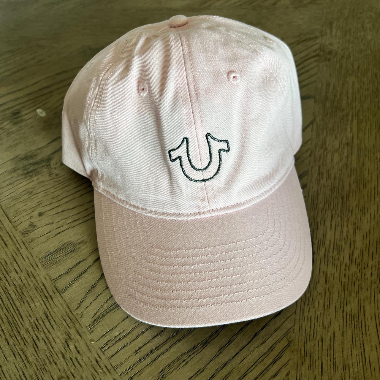 True Religion pink hat with a unique design y2k Depop