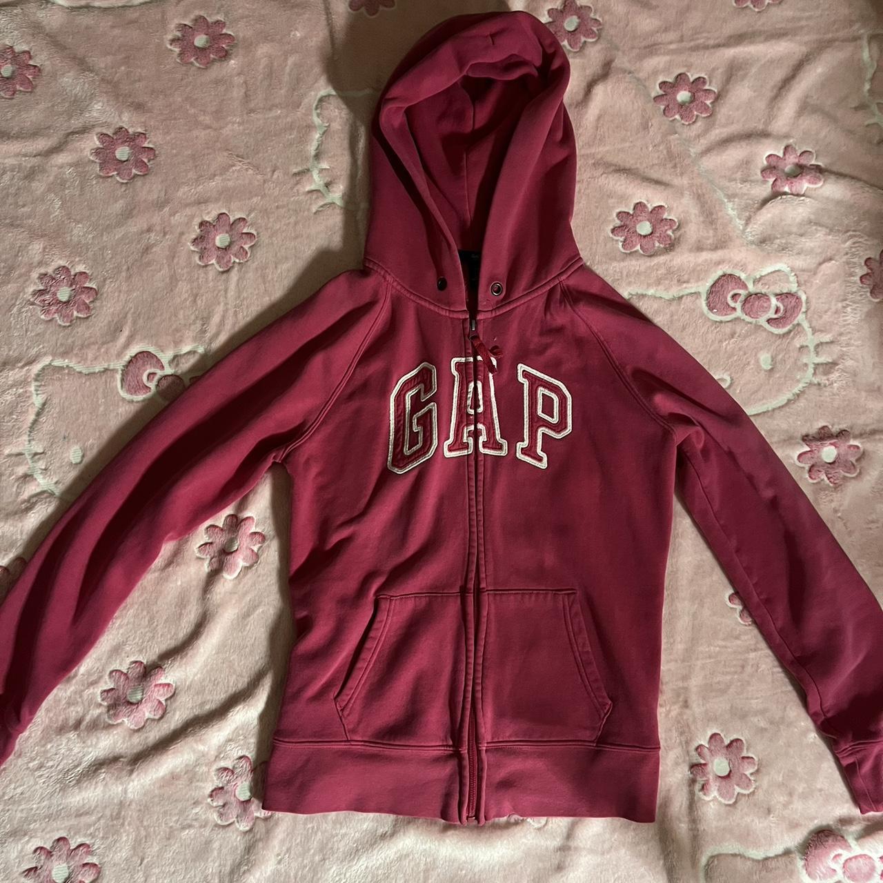 pink gap zip up hoodie - Depop