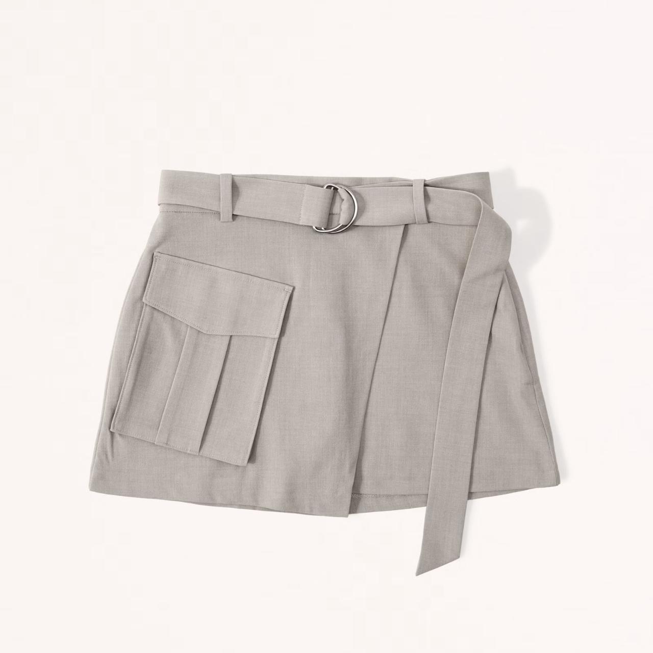 Grey Abercrombie Wrap-Front Utility Mini Skort