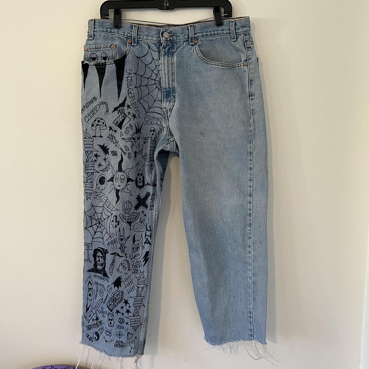 HAND DRAWN LEVI JEANS SMALL RED SPOT ON FRONT Depop
